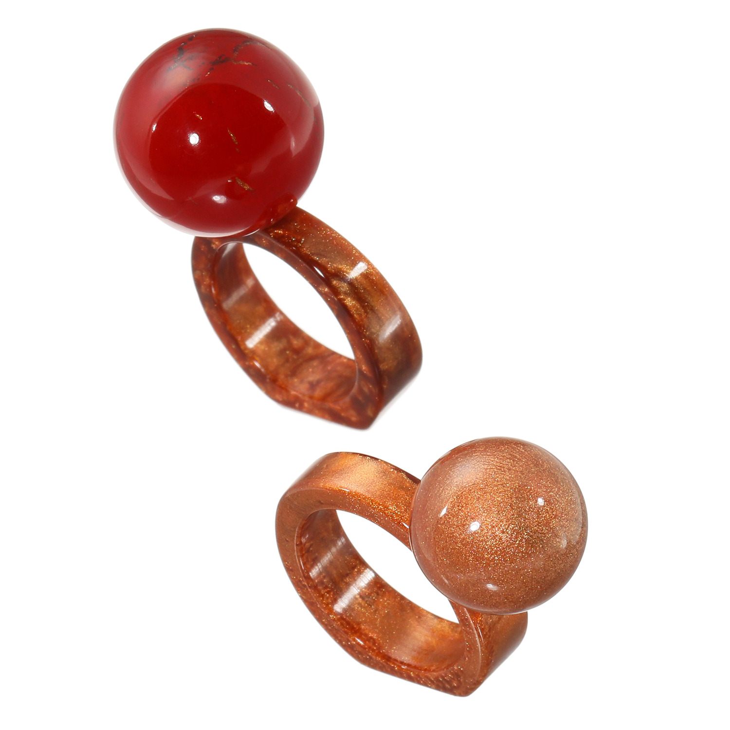 シスカ レジン 丸玉リング ２個セット