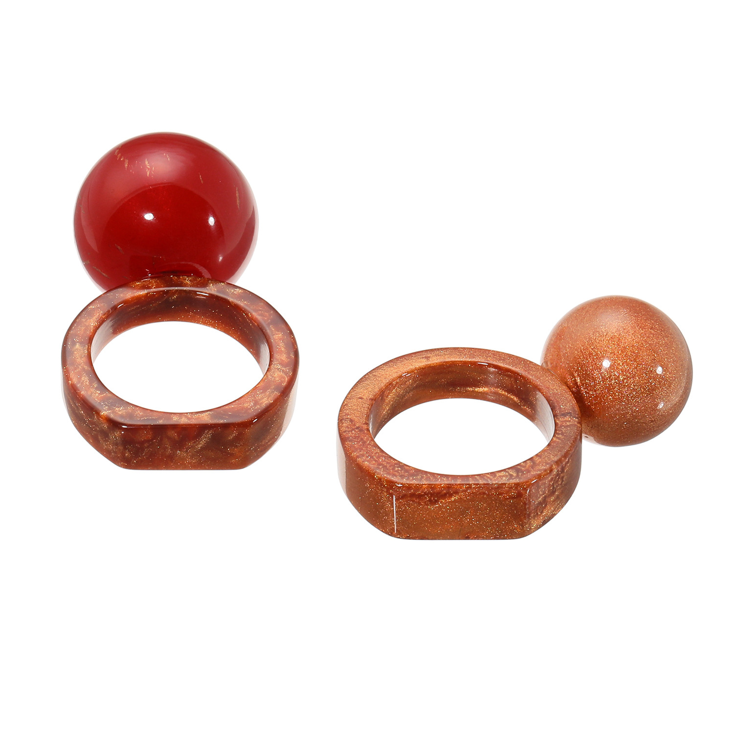 シスカ レジン 丸玉リング ２個セット