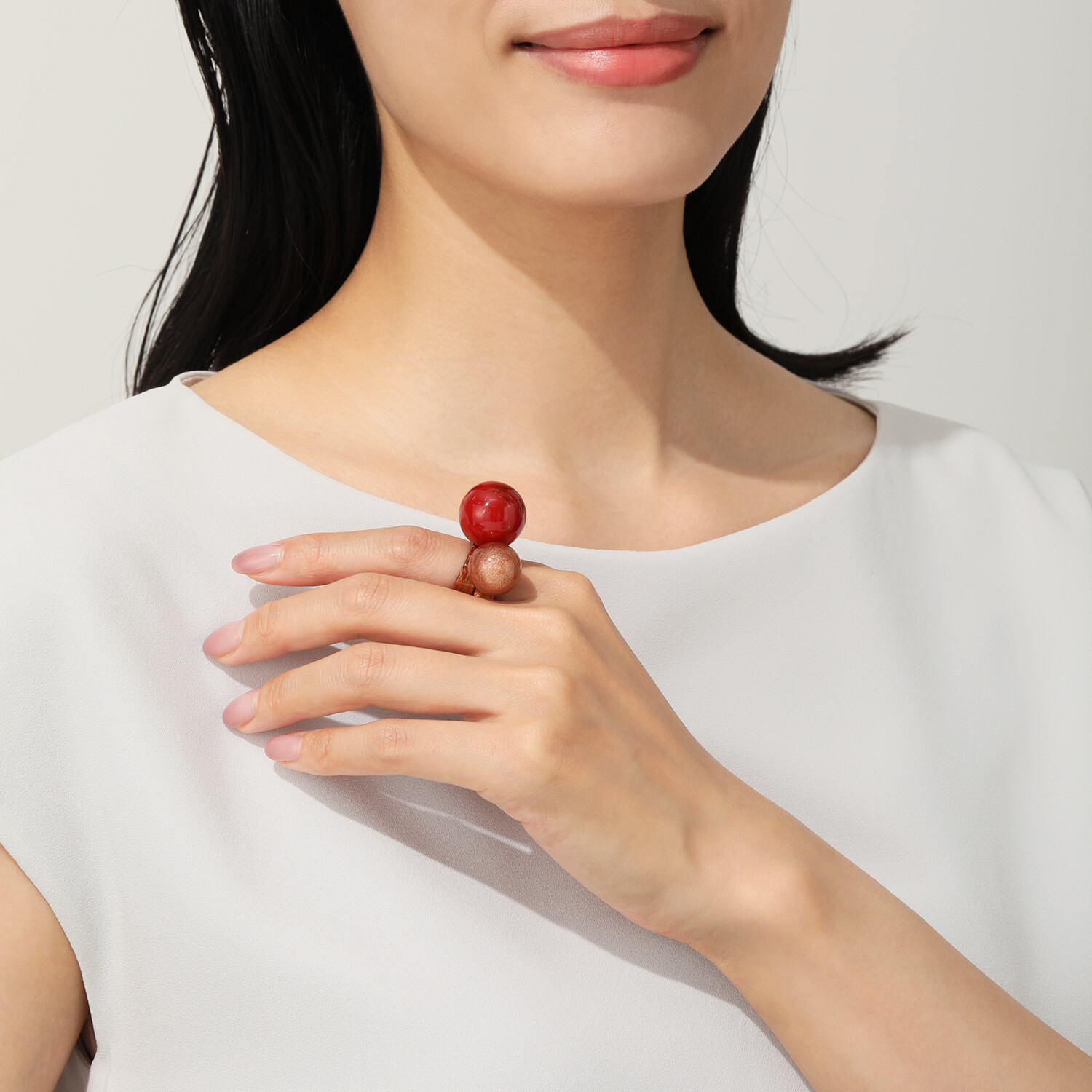 シスカ レジン 丸玉リング ２個セット