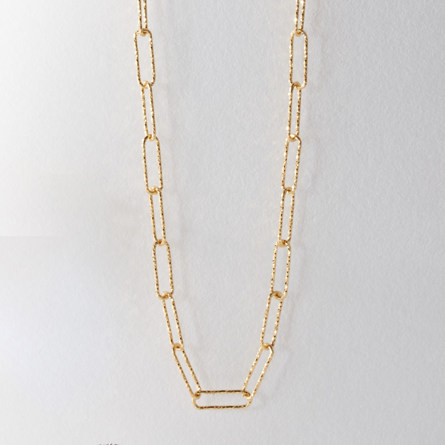 アルジェント イタリアーノ シルバー ダイヤモンドカット ペーパークリップチェーン ロングネックレス