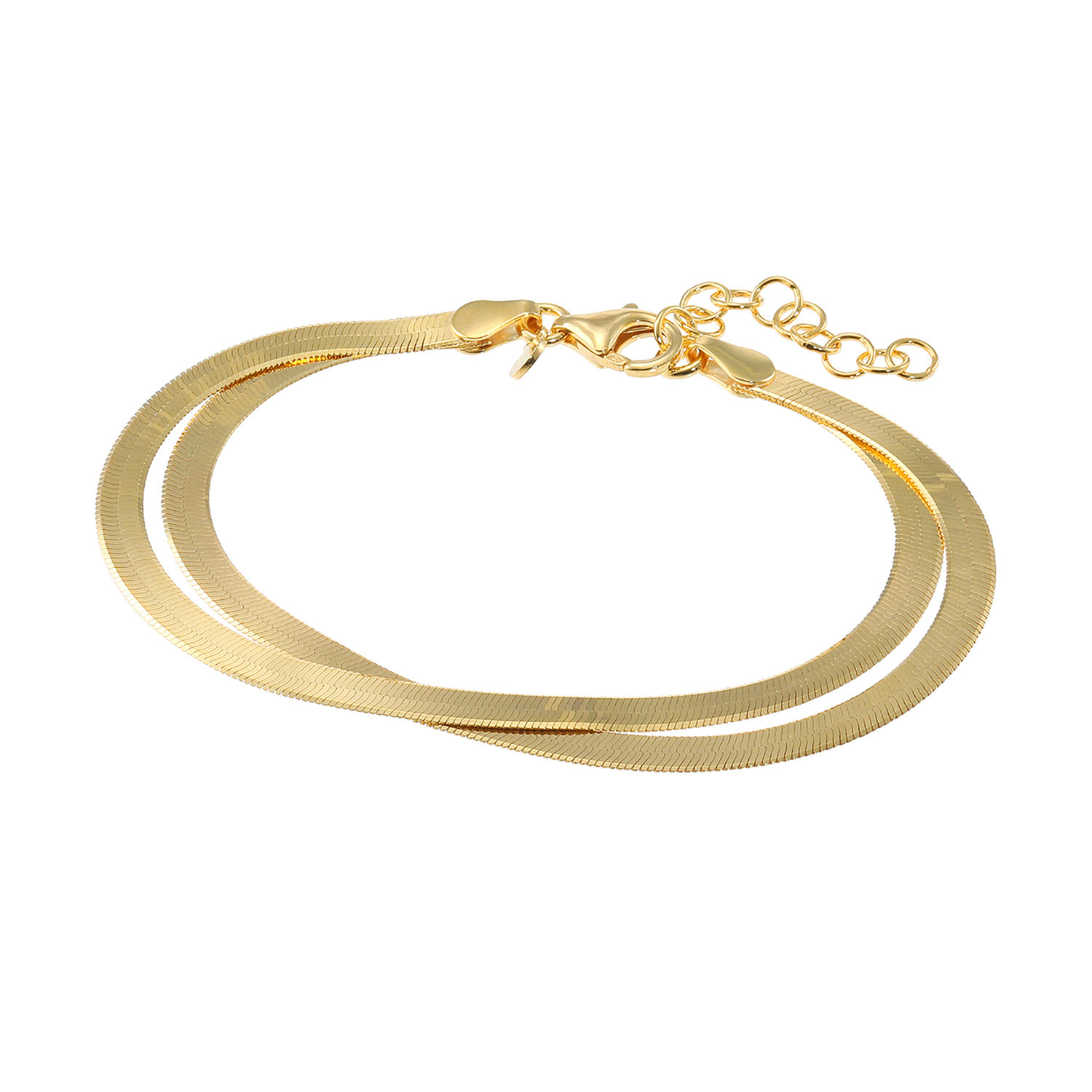 アルジェント イタリアーノ シルバー ダイヤモンドカット ヘリンボーンチェーン ２連ブレスレット