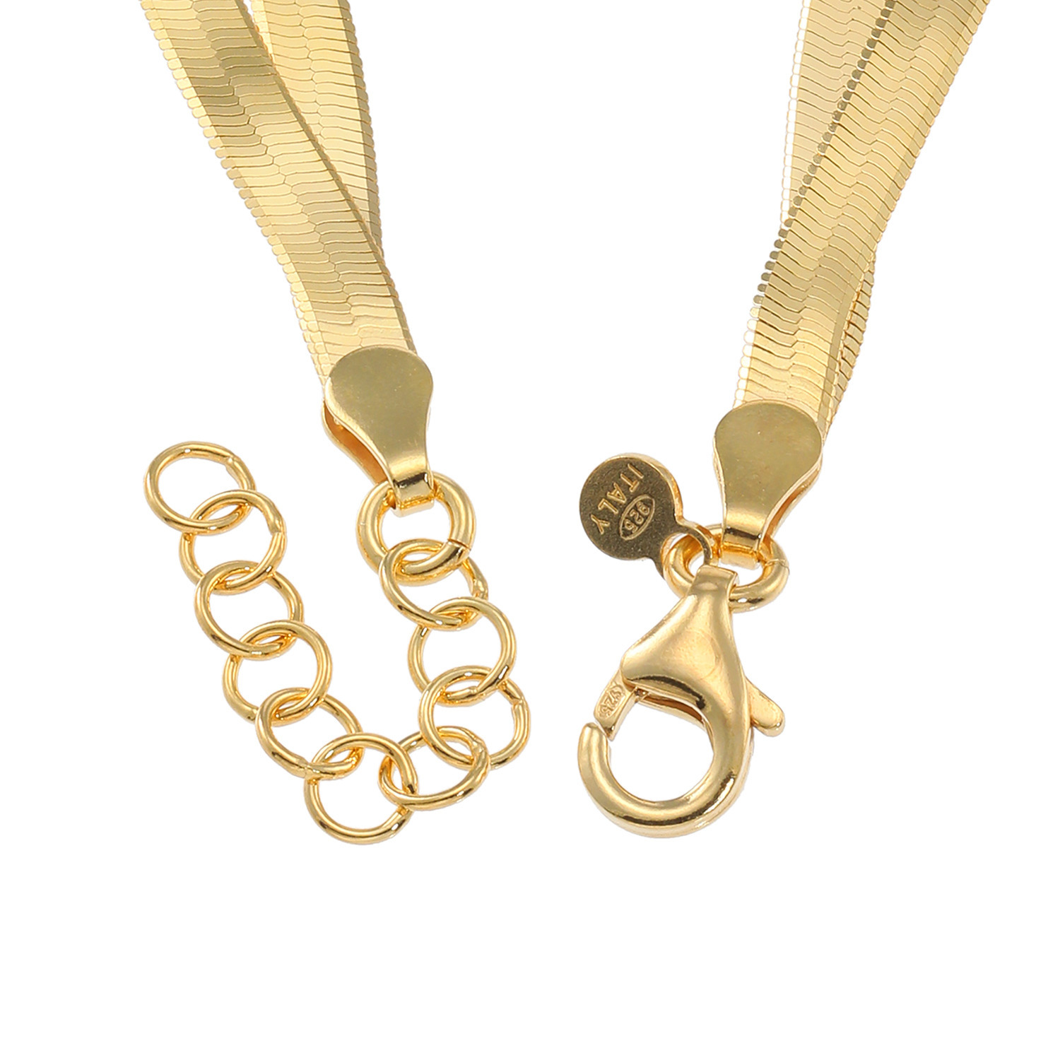 アルジェント イタリアーノ シルバー ダイヤモンドカット ヘリンボーンチェーン ２連ブレスレット