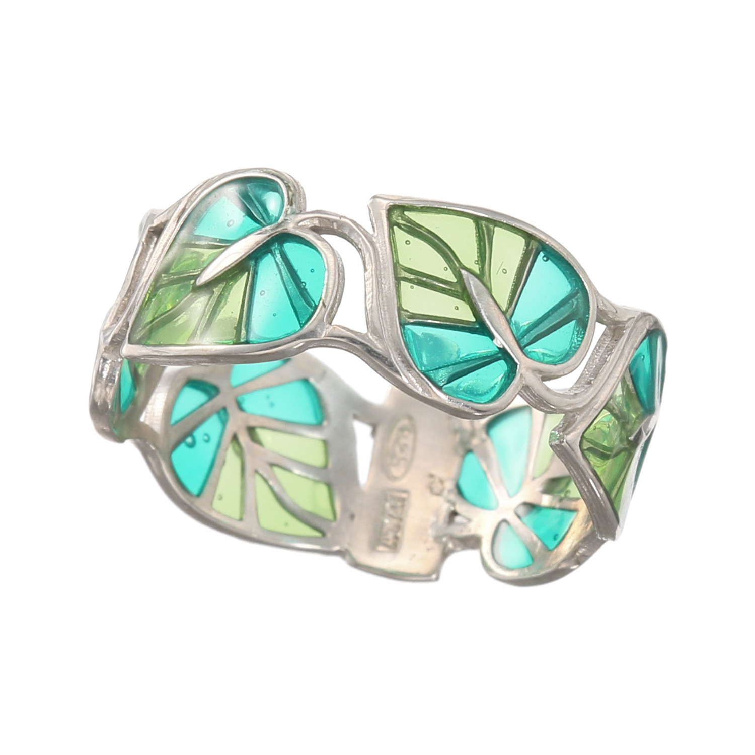 アルジェント イタリアーノ シルバー リーフモティーフ エナメルリング