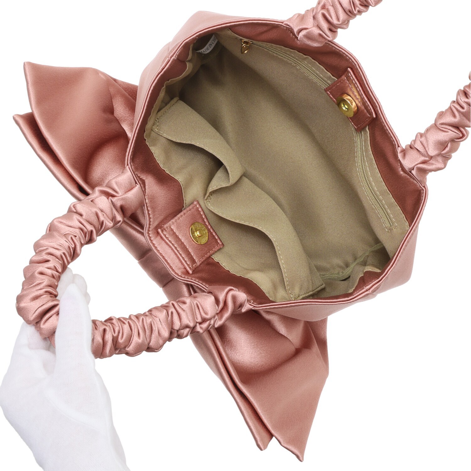 クーコ ギャザーハンドル リボンモティーフ トートバッグ