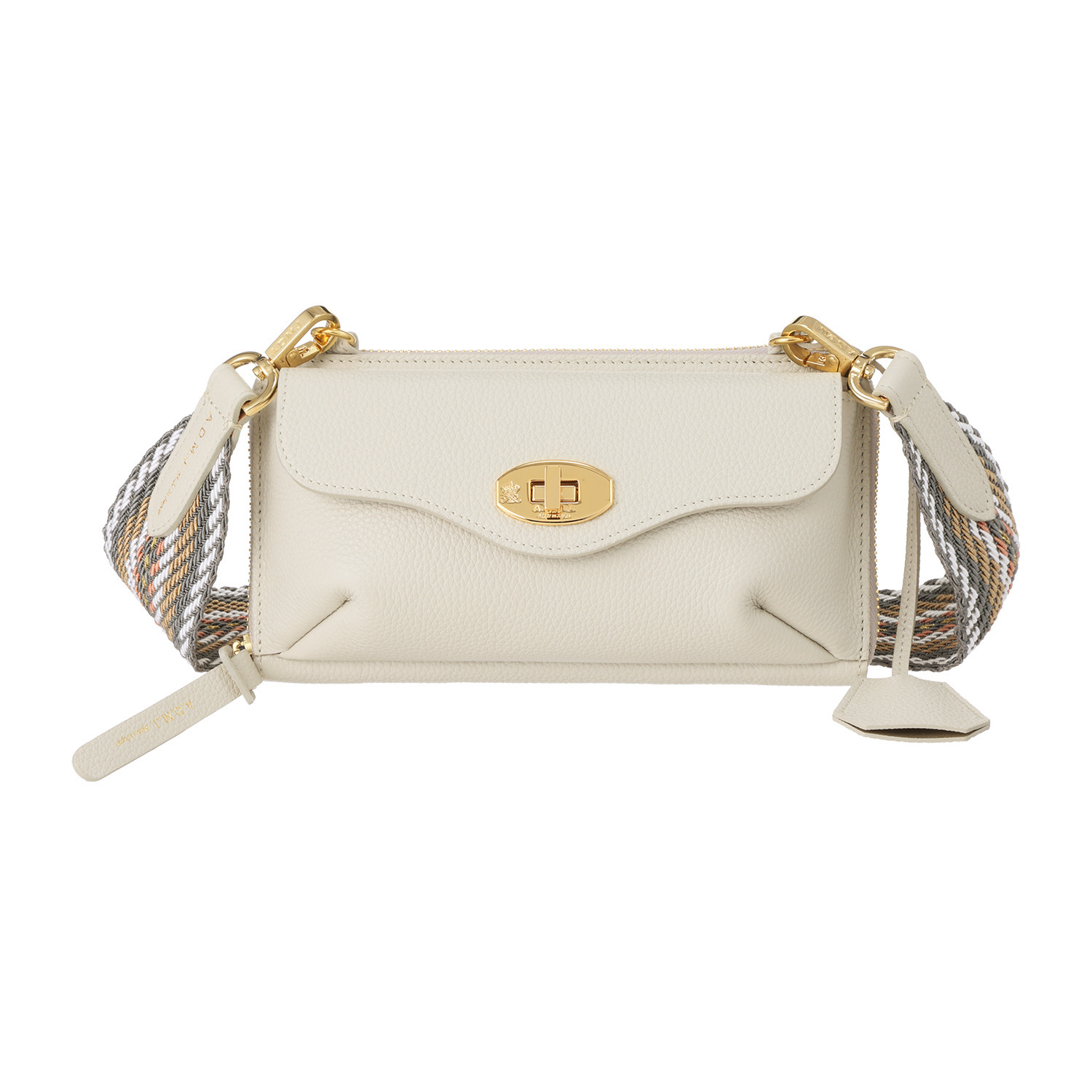 エーディーエムジェイ スパニッシュレザー ストラップ付 ウォレットポーチ