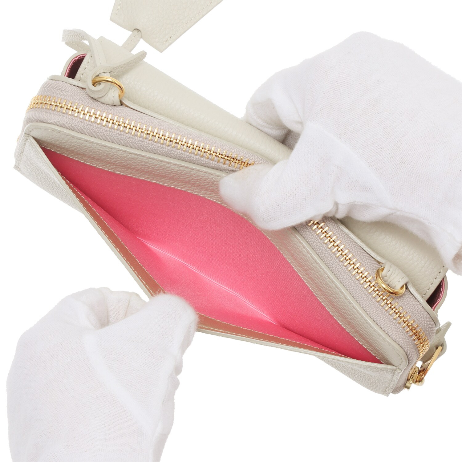 エーディーエムジェイ スパニッシュレザー ストラップ付 ウォレットポーチ