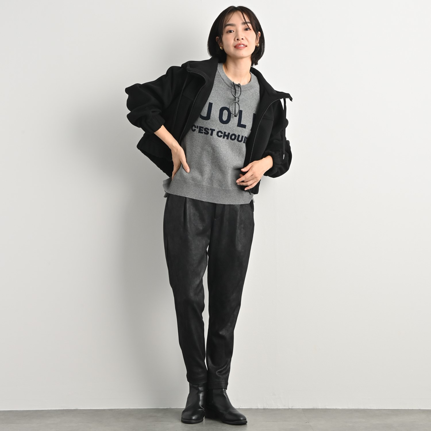 オン　ザ　エッジ ロゴアクセント ダブルジャガード なめらかな肌触り クルーネックプルオーバー