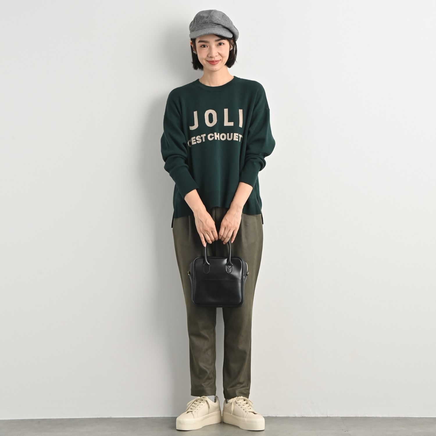 オン　ザ　エッジ ロゴアクセント ダブルジャガード なめらかな肌触り クルーネックプルオーバー