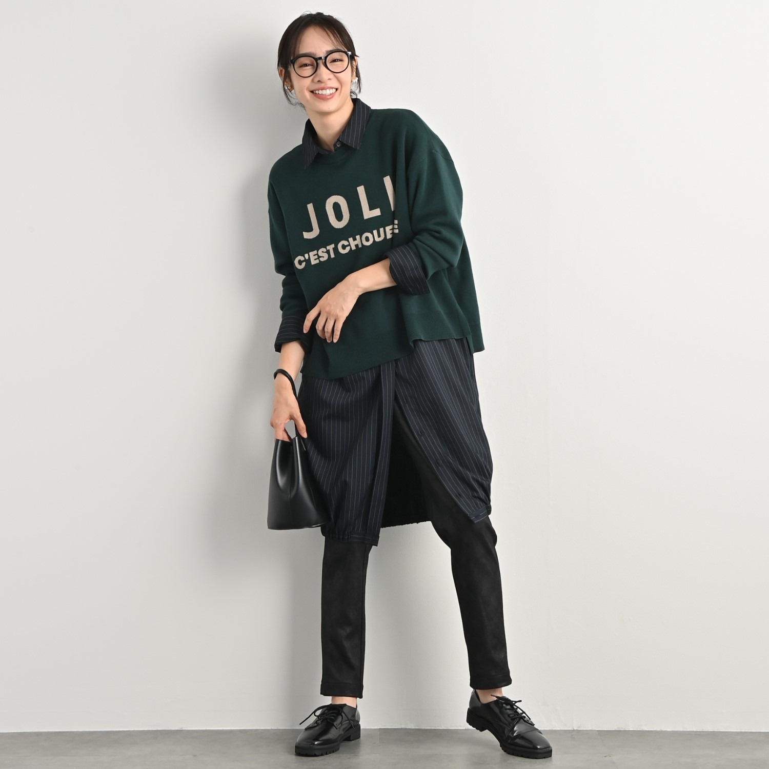 オン　ザ　エッジ ロゴアクセント ダブルジャガード なめらかな肌触り クルーネックプルオーバー