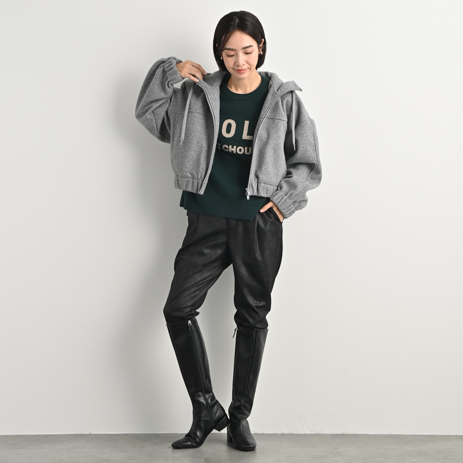 オン　ザ　エッジ ロゴアクセント ダブルジャガード なめらかな肌触り クルーネックプルオーバー