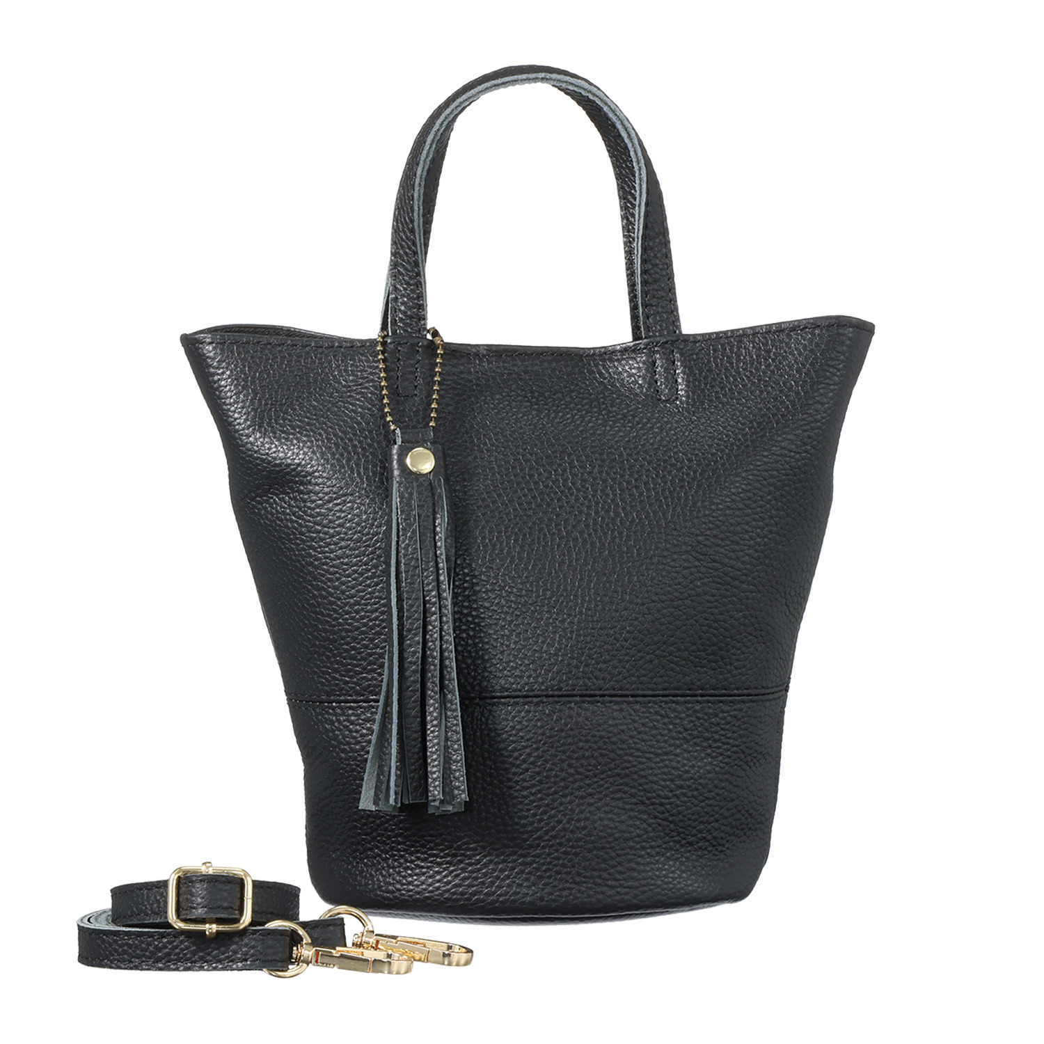 クーコ 牛革シュリンク型押し ２ウェイ ミニトートバッグ ＜タッセル付＞