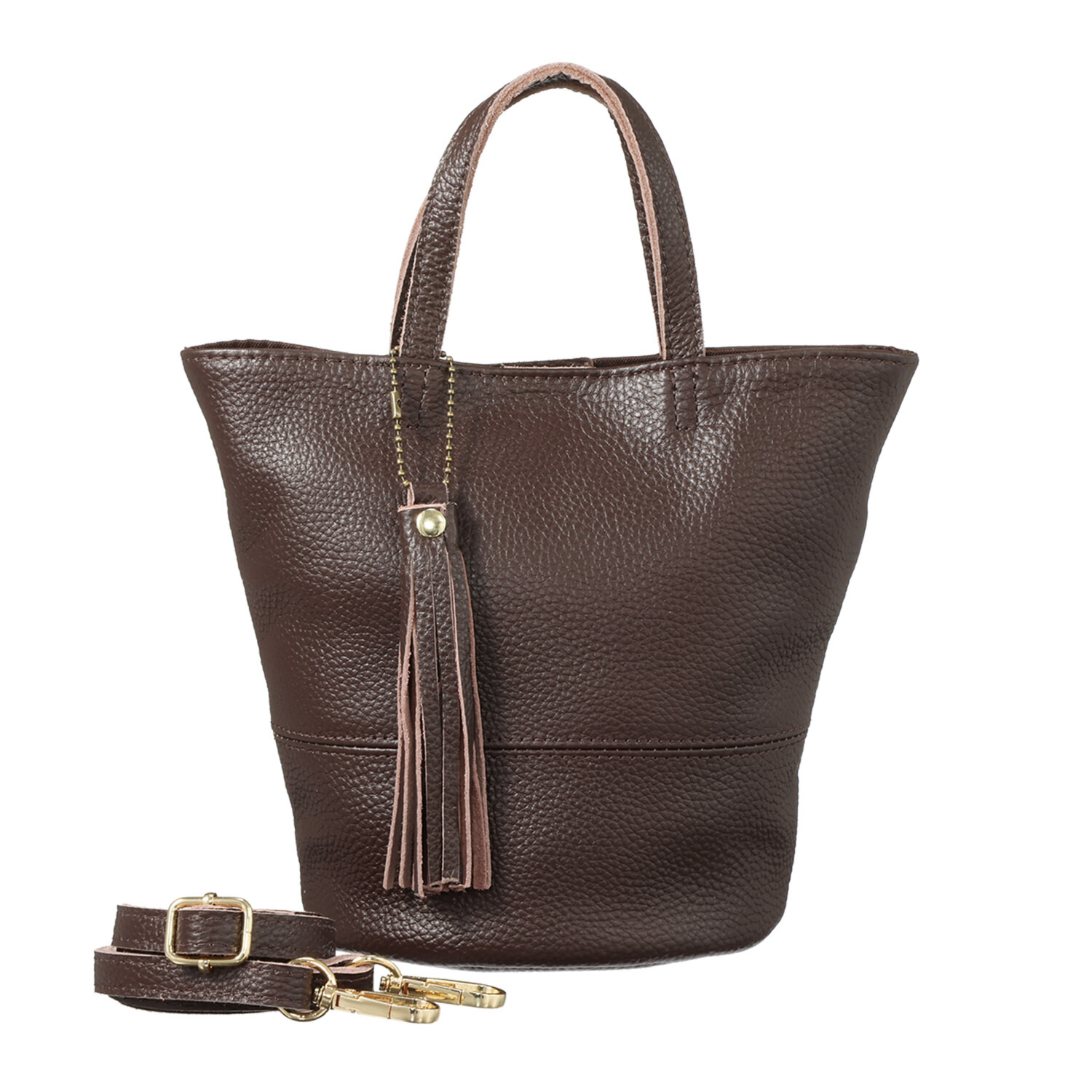 クーコ 牛革シュリンク型押し ２ウェイ ミニトートバッグ ＜タッセル付＞