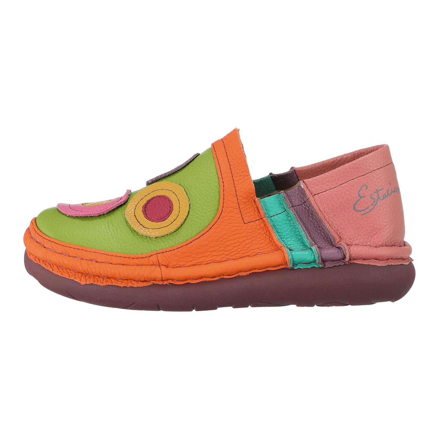 エスタシオン 牛革 サークルモティーフ スリッポンシューズ