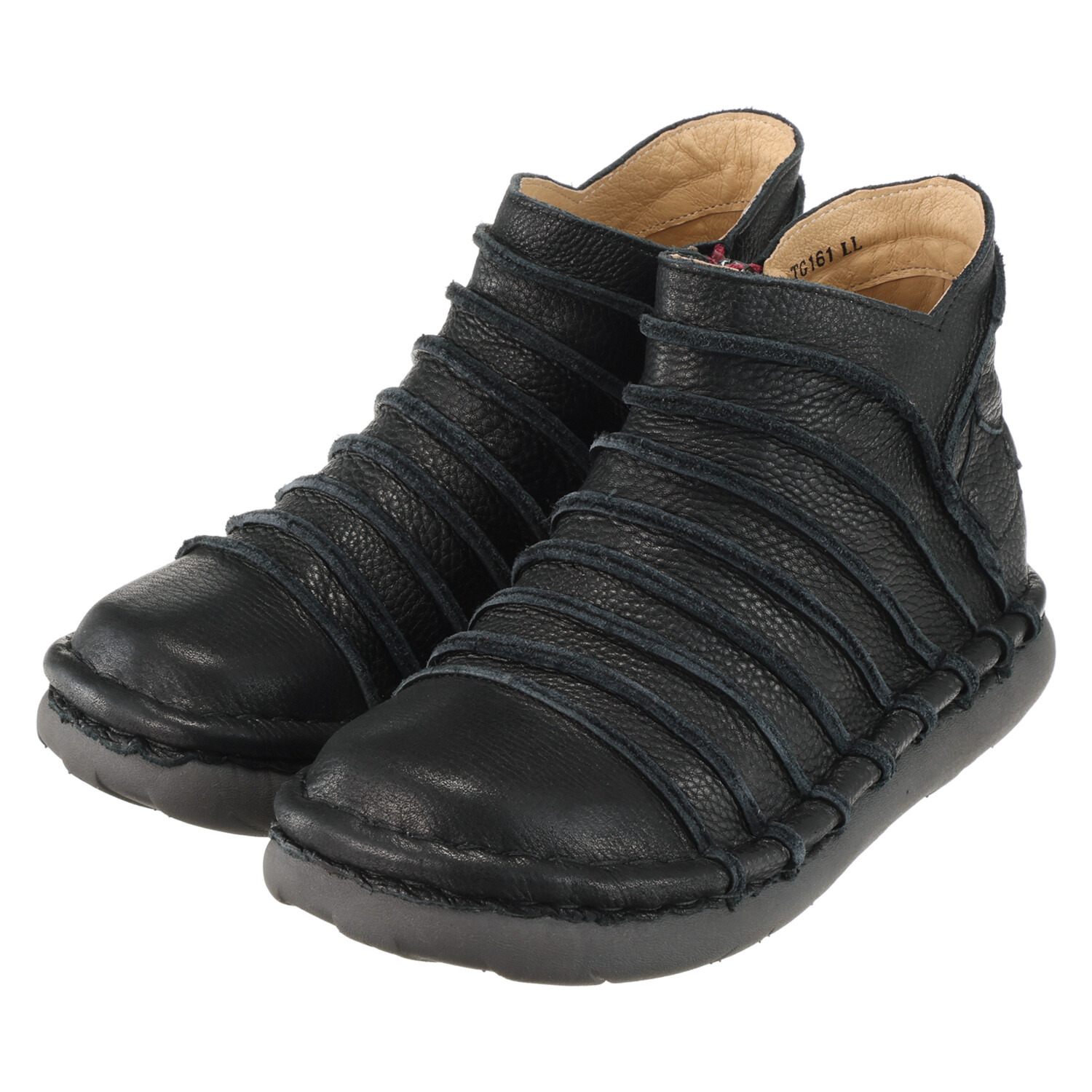 エスタシオン 牛革 ボーダーデザイン ショートブーツ 