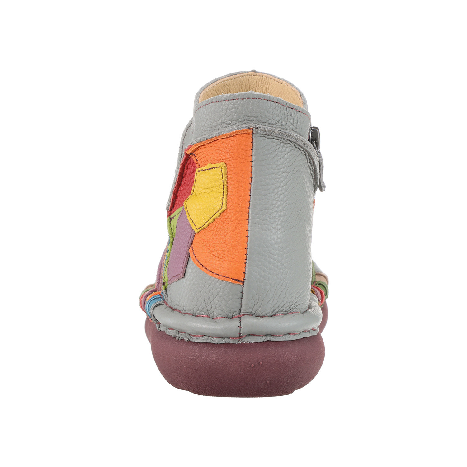 エスタシオン 牛革 ボーダーデザイン ショートブーツ 