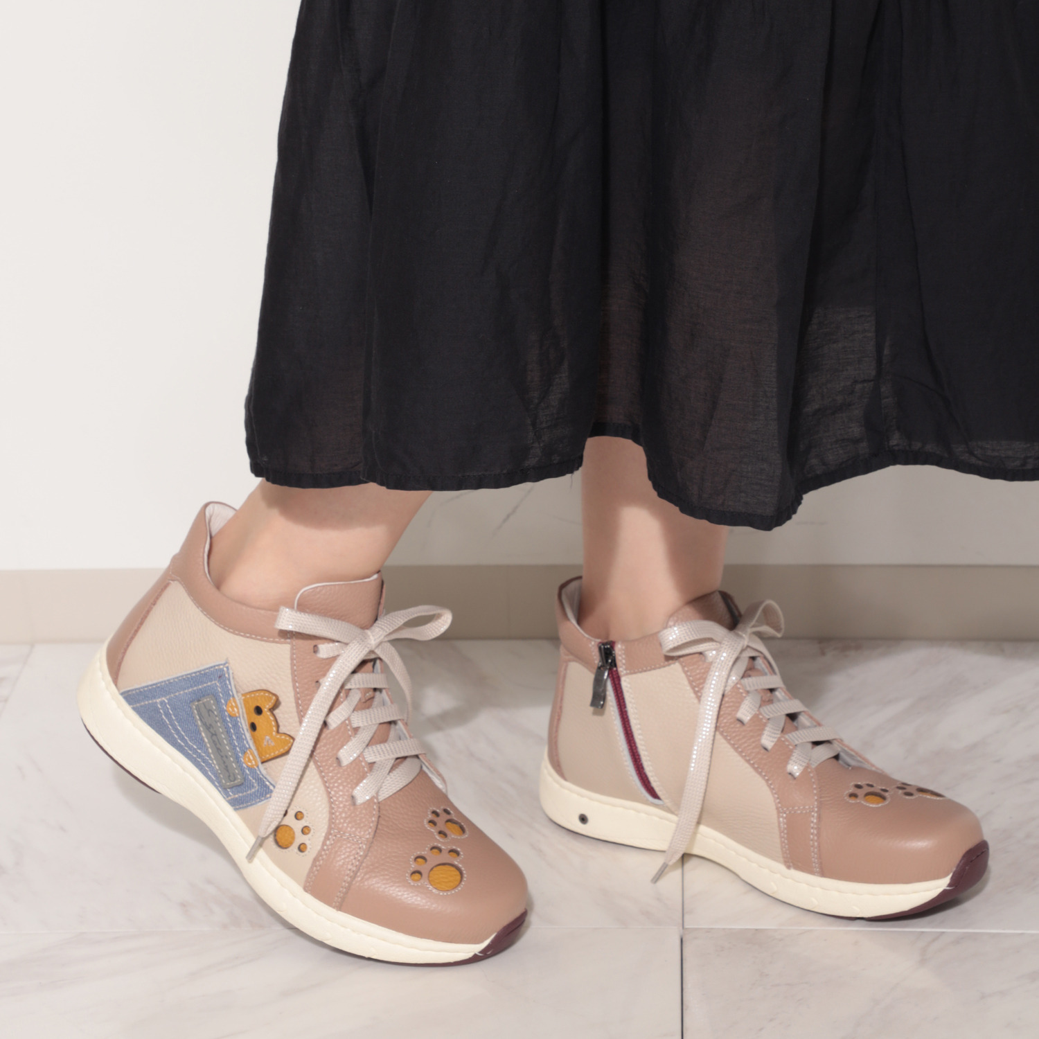 エスタシオン 空気循環ソール 牛革 アニマルモティーフ付 シューズ