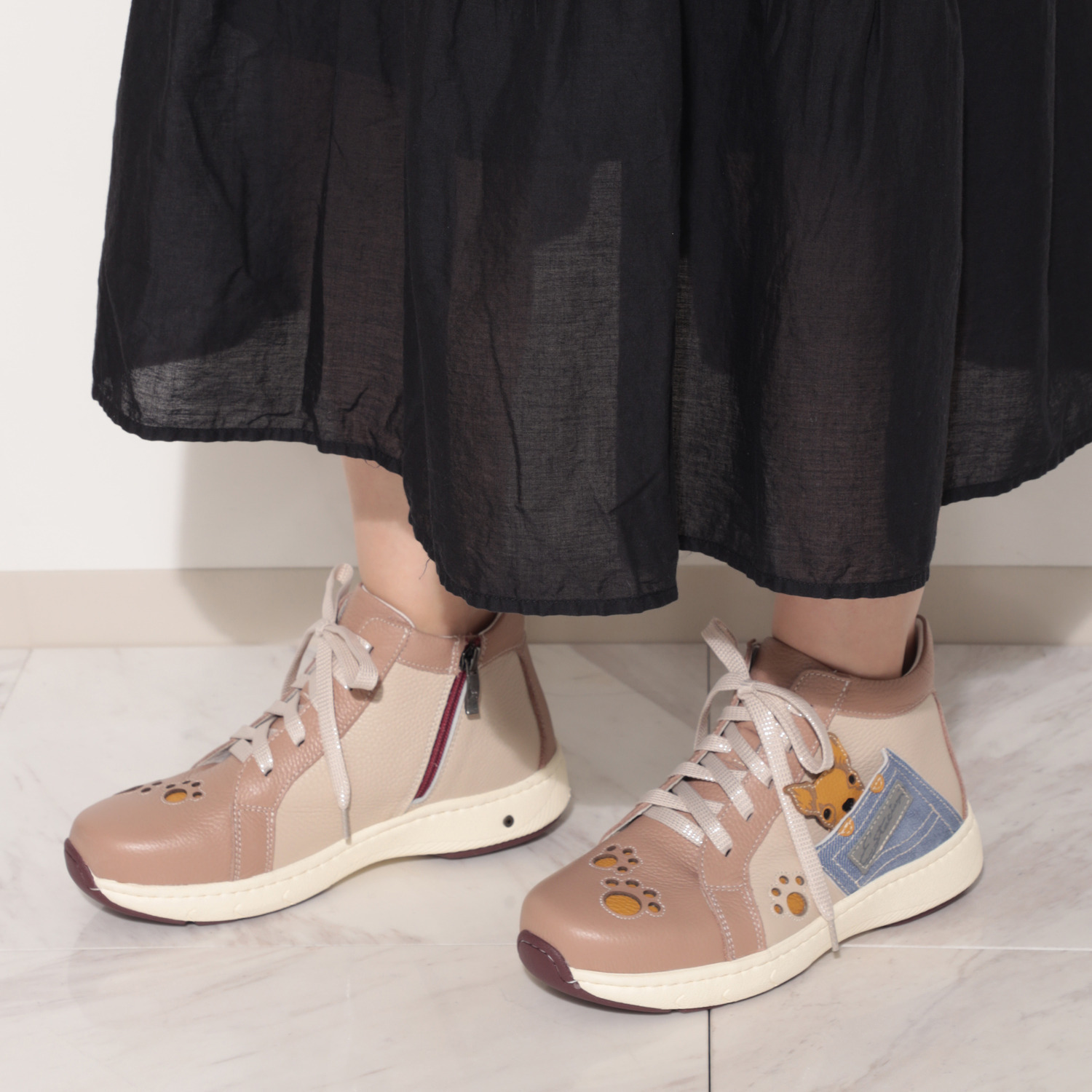 エスタシオン 空気循環ソール 牛革 アニマルモティーフ付 シューズ