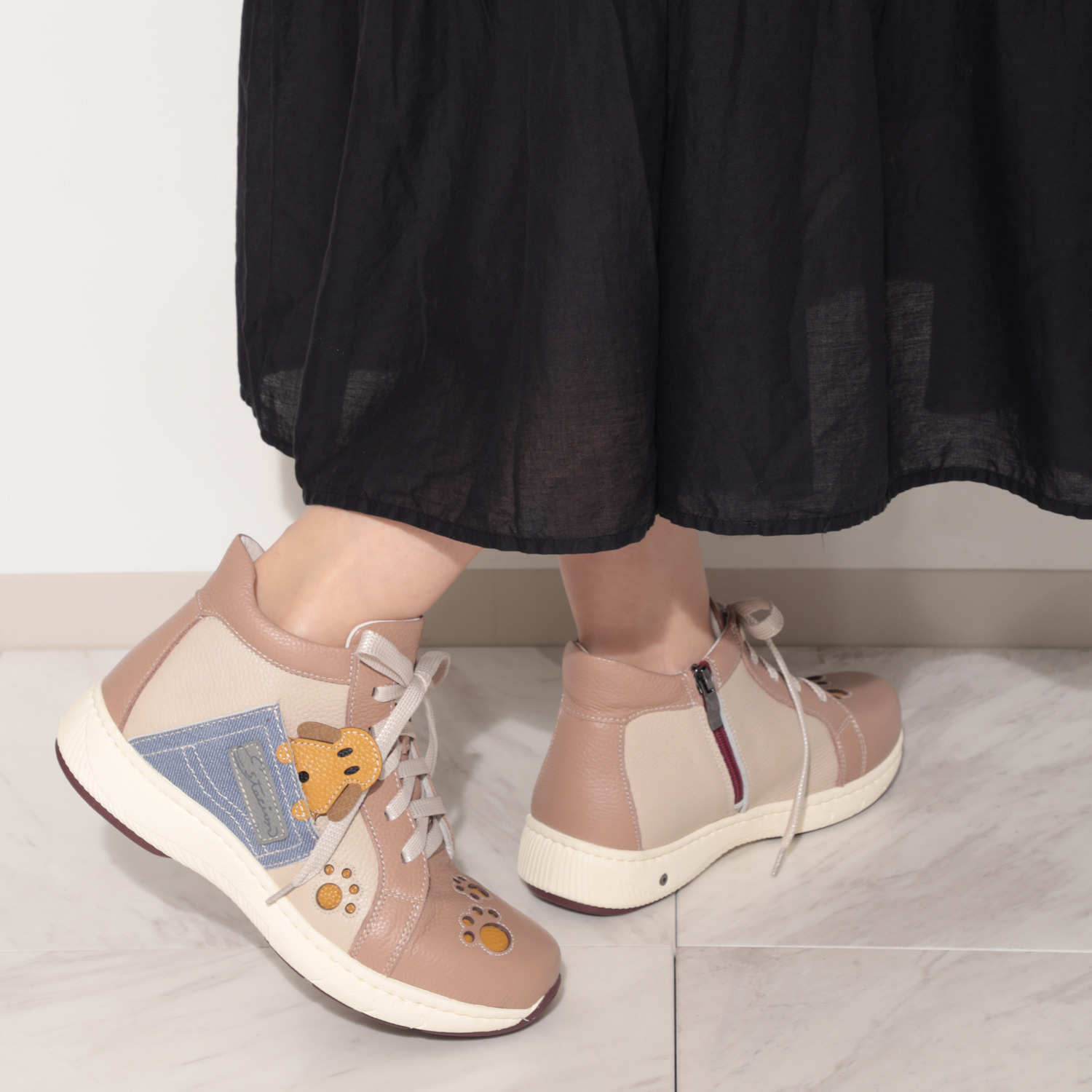 エスタシオン 空気循環ソール 牛革 アニマルモティーフ付 シューズ