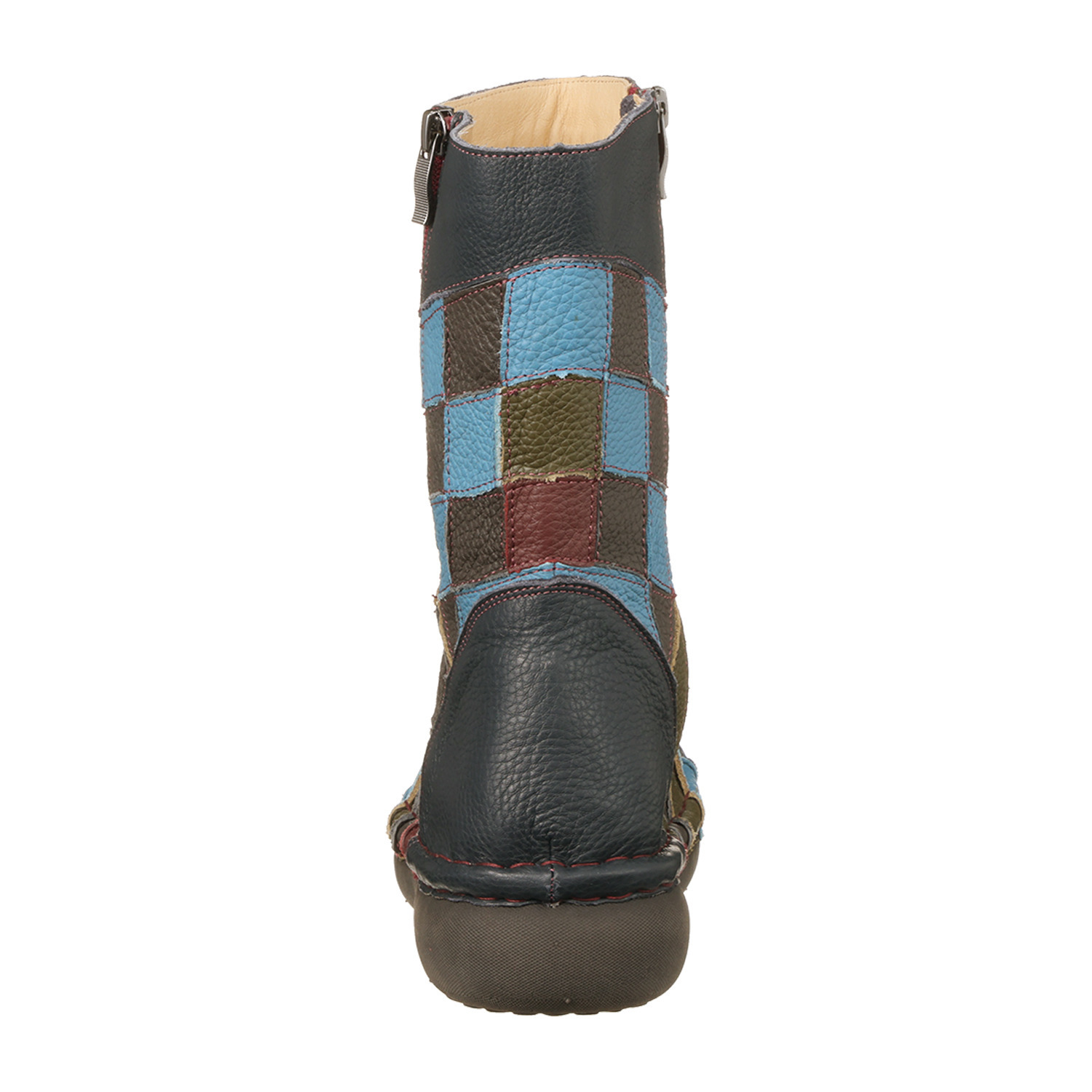 エスタシオン 牛革 パッチワークデザイン ミドル丈ブーツ