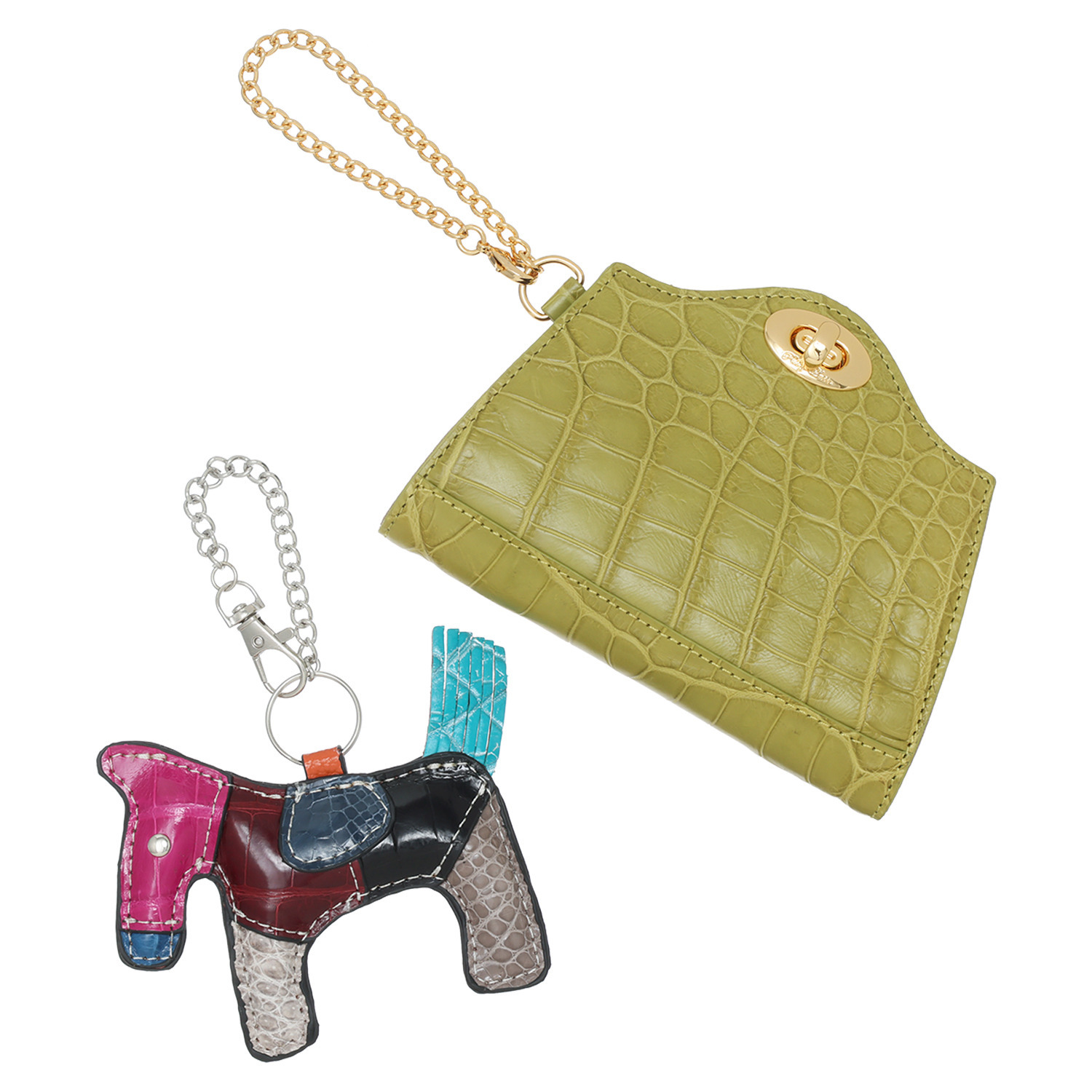 ペレリールッソ カラーはお任せ！ クラインカルー社製 マットクロコダイル マスクケース ＜チャーム付＞