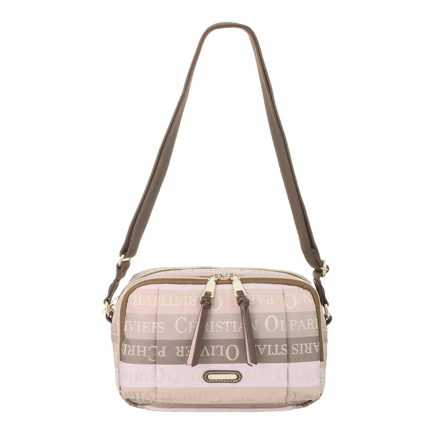 クリスチャン　オリビエ はっ水ジャガード ボーダー柄 マルチ機能付 ショルダーバッグ