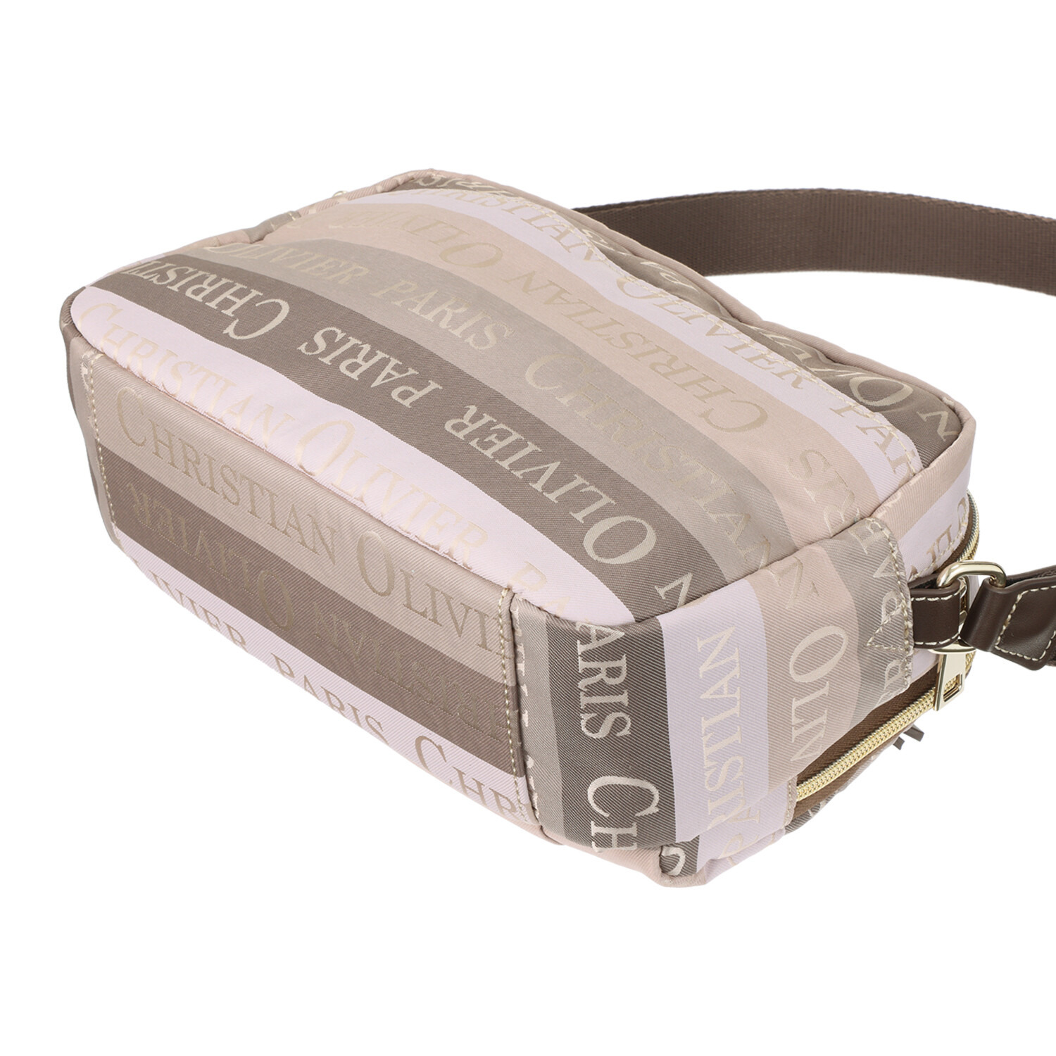 クリスチャン　オリビエ はっ水ジャガード ボーダー柄 マルチ機能付 ショルダーバッグ