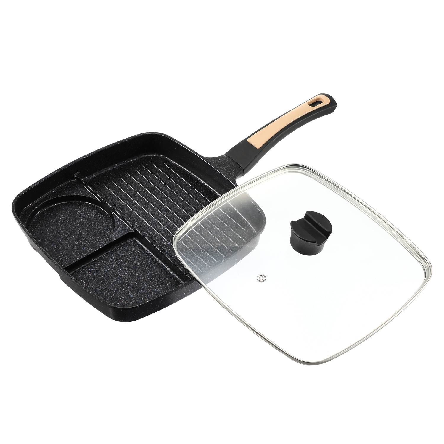 朝食、夕食、お弁当 様々な場面で活躍 １度に３つの料理が作れる 便利な仕切りフライパン ＩＨタイパパン