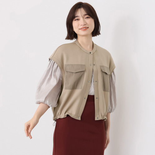 ＜ショップチャンネル＞ イシカワラボ★ヒトミ ソフトダンボール ポケットアクセント ショートジレブルゾン