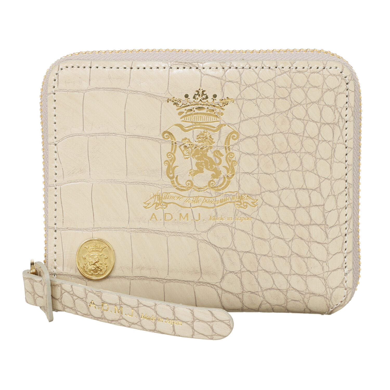 エーディーエムジェイ 牛革クロコダイル型押し スモールウォレット