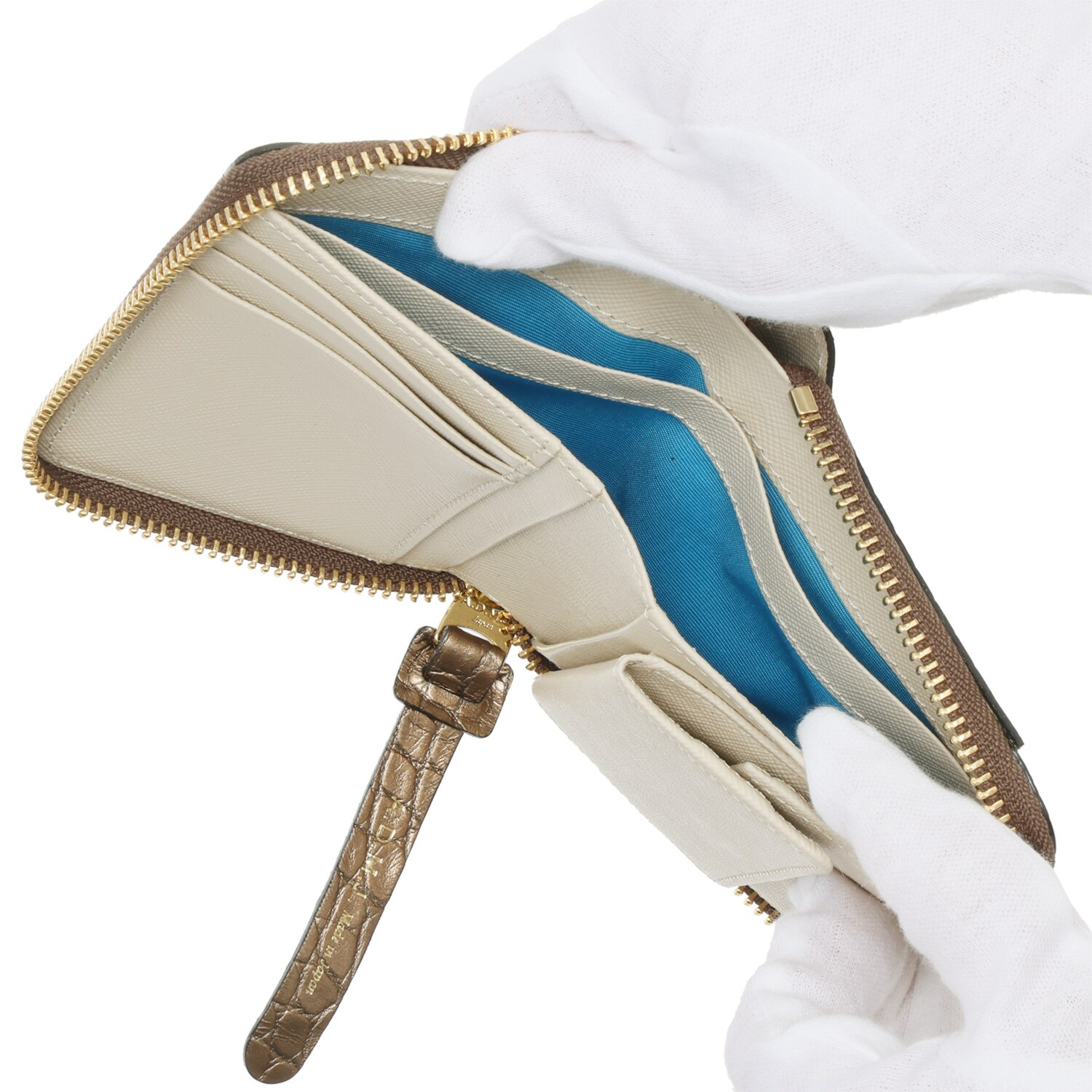 エーディーエムジェイ 牛革クロコダイル型押し スモールウォレット