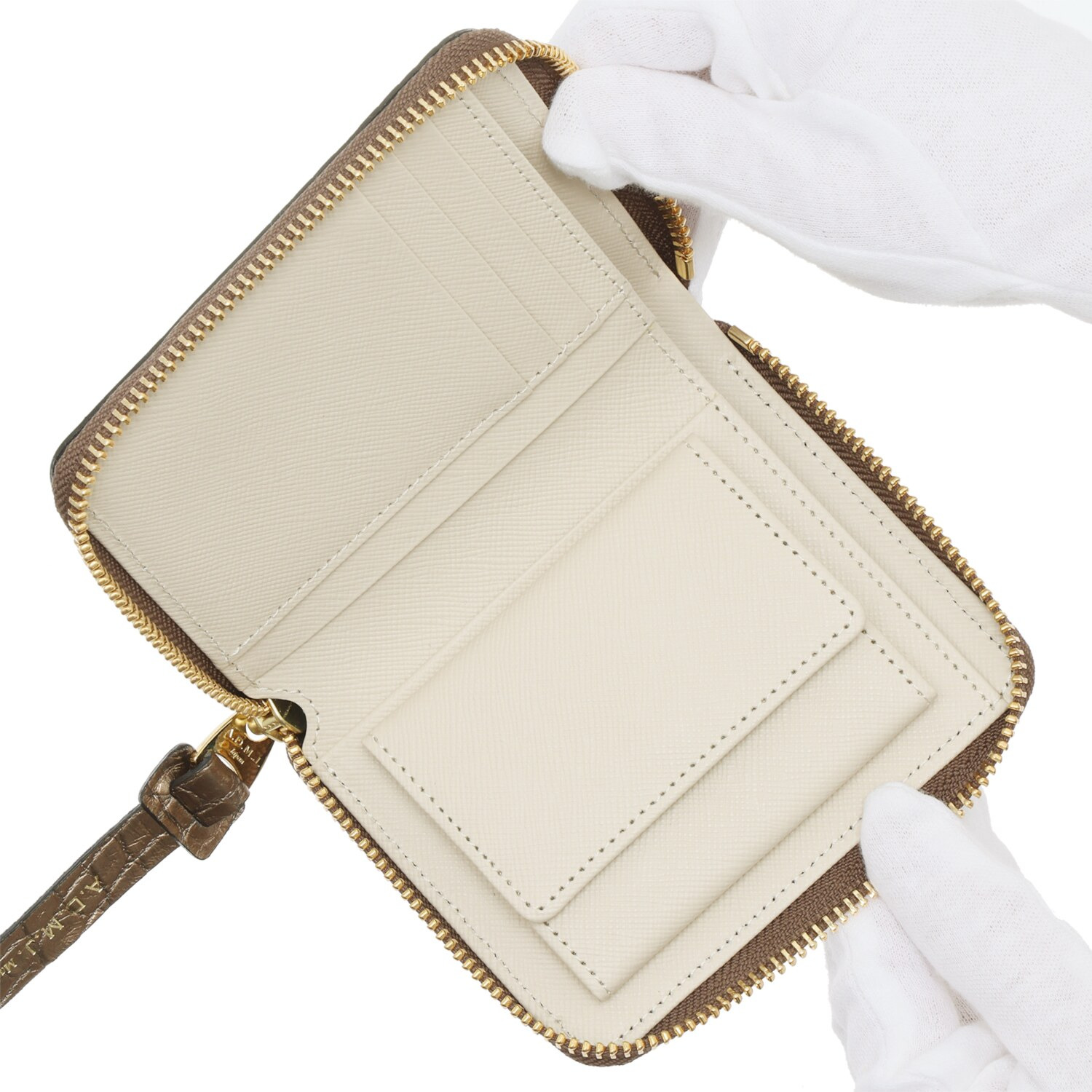 エーディーエムジェイ 牛革クロコダイル型押し スモールウォレット