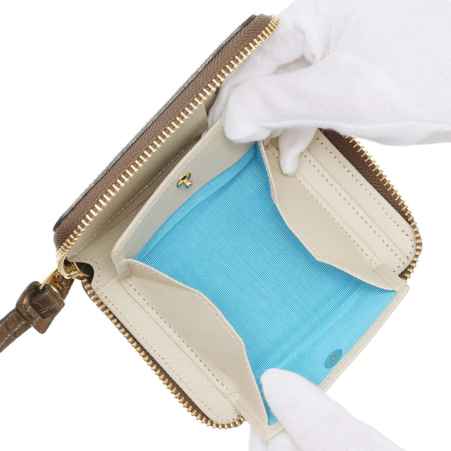 エーディーエムジェイ 牛革クロコダイル型押し スモールウォレット