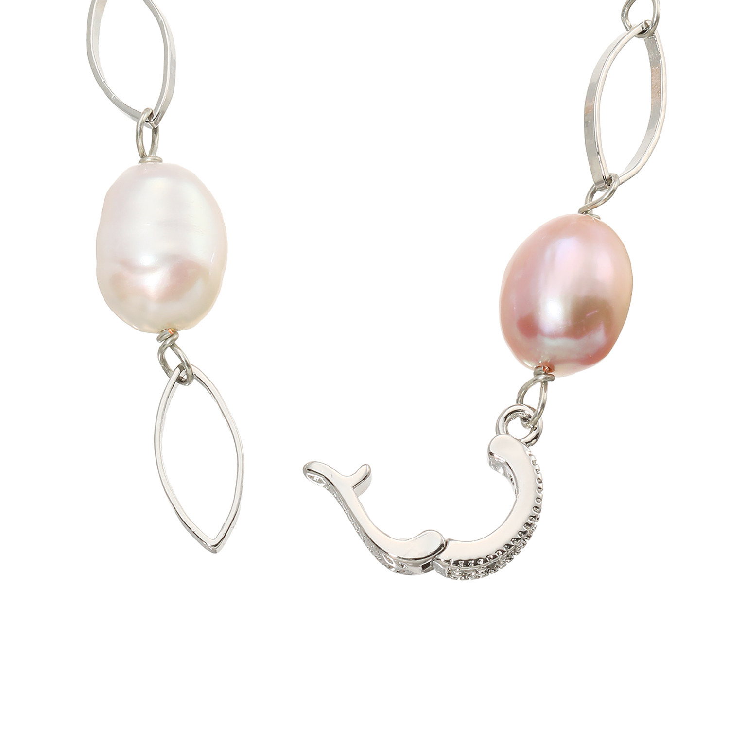 ペレフェリーク 淡水パール＆ビジュウ メタリック ステーションブレスレット