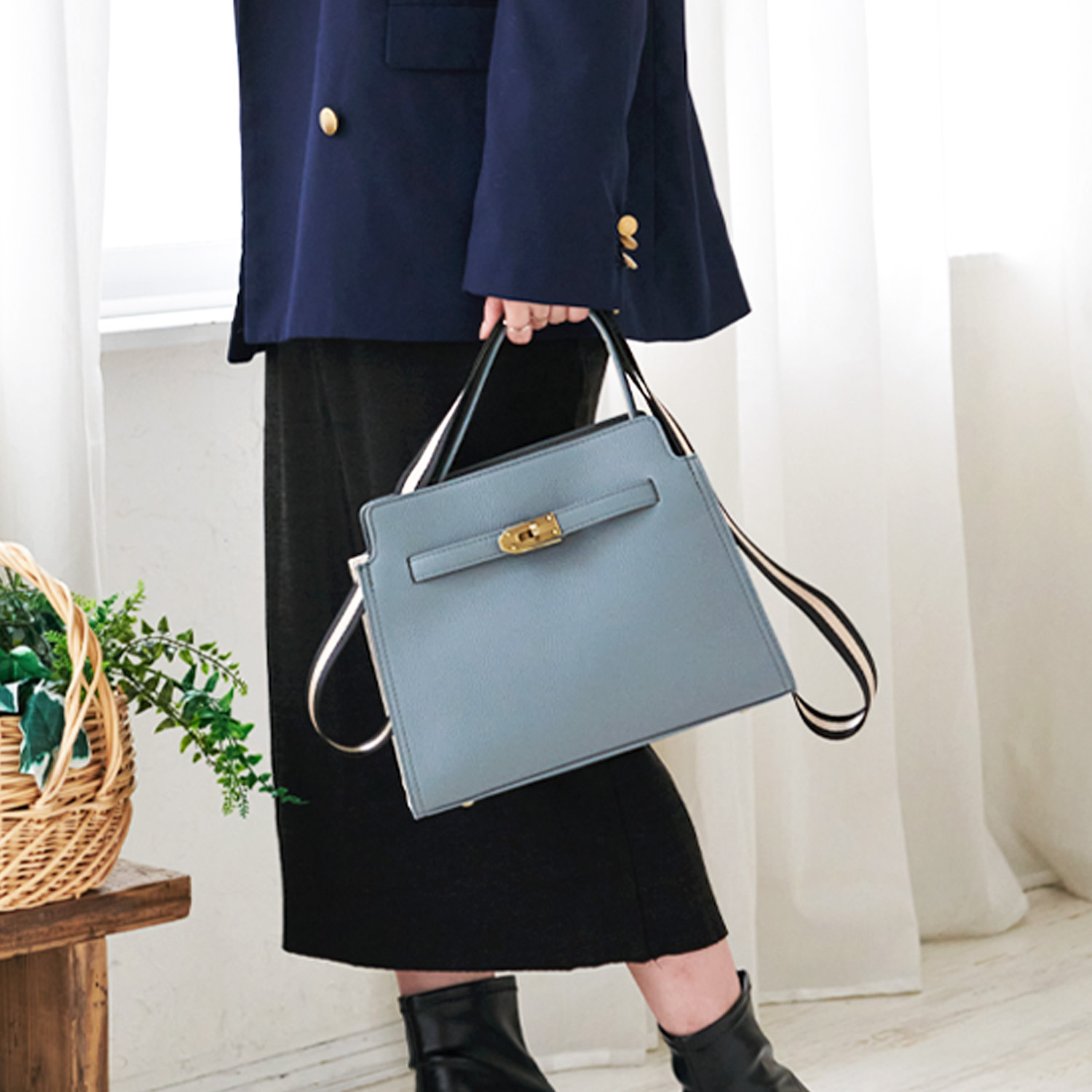 リズデイズ フェイクレザー バイカラー ショルダーバッグ