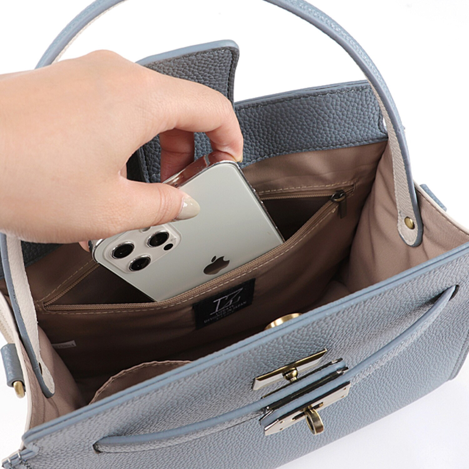 リズデイズ フェイクレザー バイカラー ショルダーバッグ