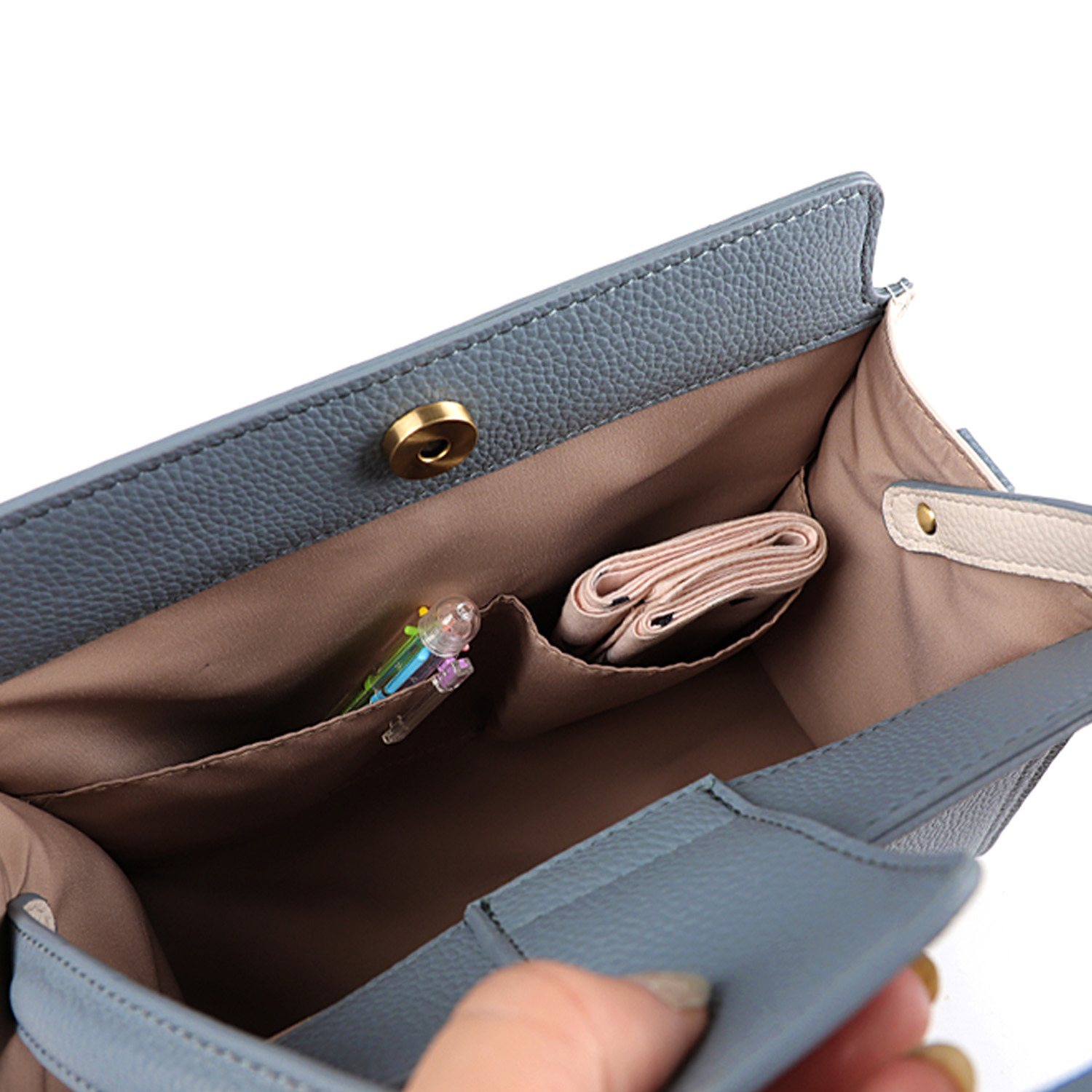 リズデイズ フェイクレザー バイカラー ショルダーバッグ