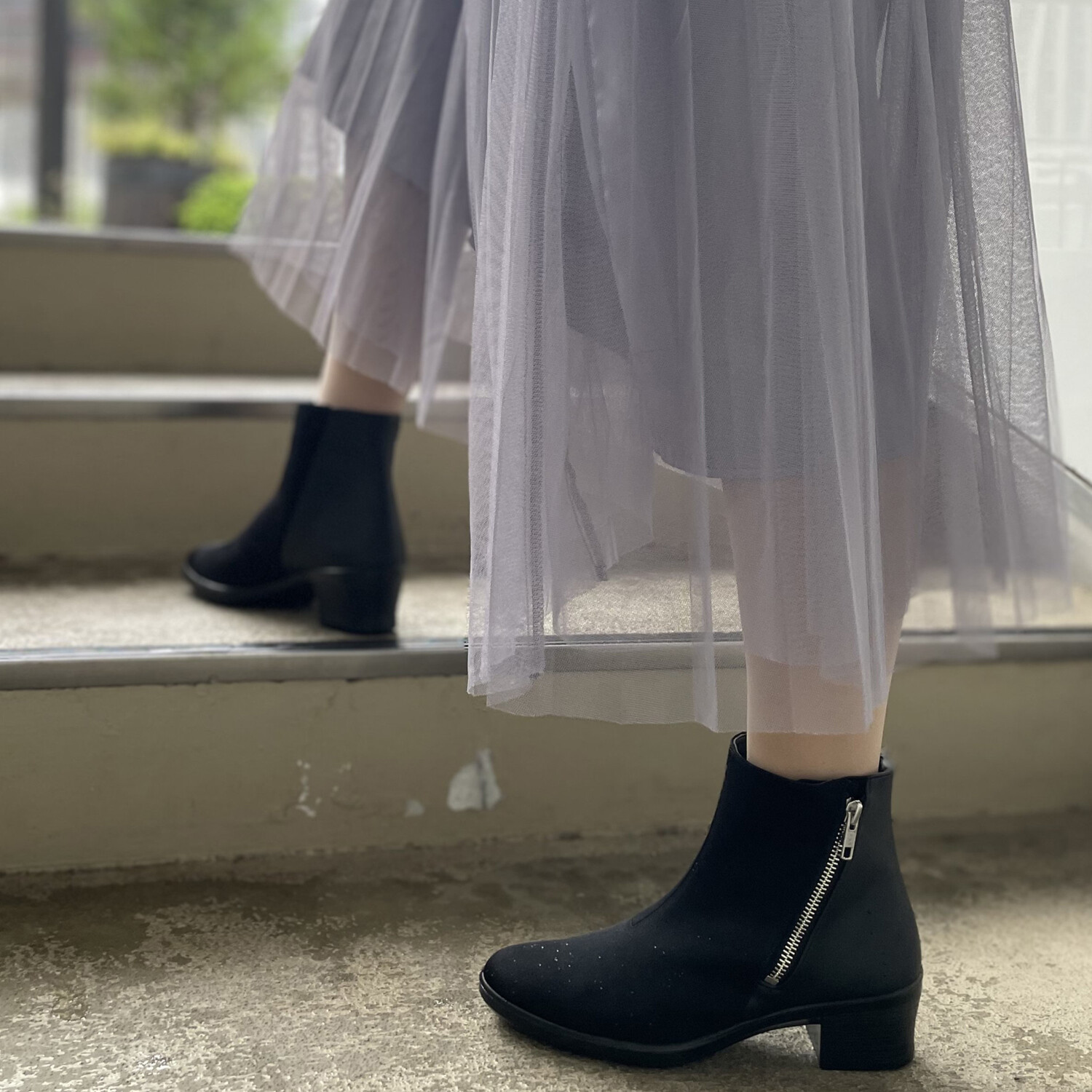 トップドライ 天気予報を気にせず履ける ファスナー付 エレガントヒールブーツ