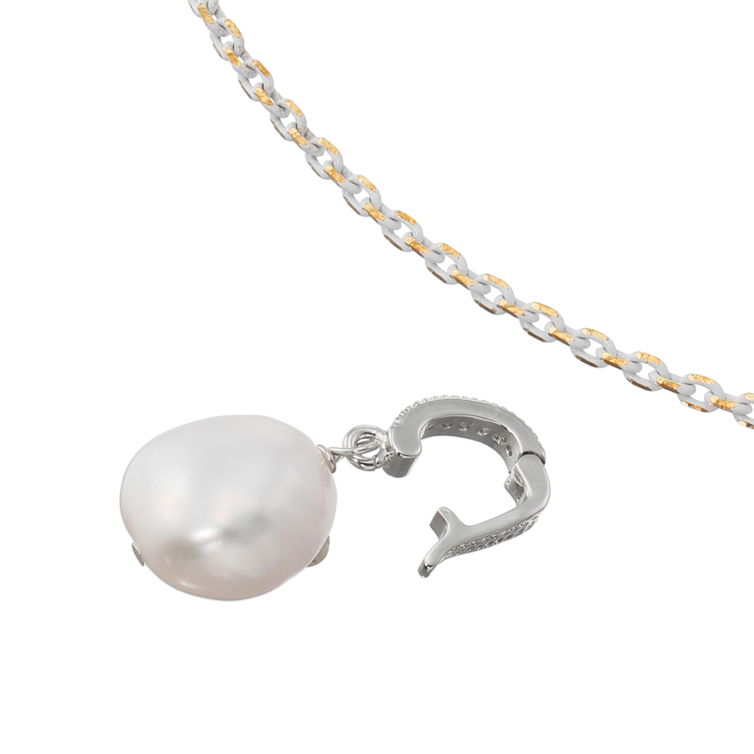 エアリーフェアリー 大粒淡水バロックパール＆ ＣＺ カラーチェーン ロングペンダント