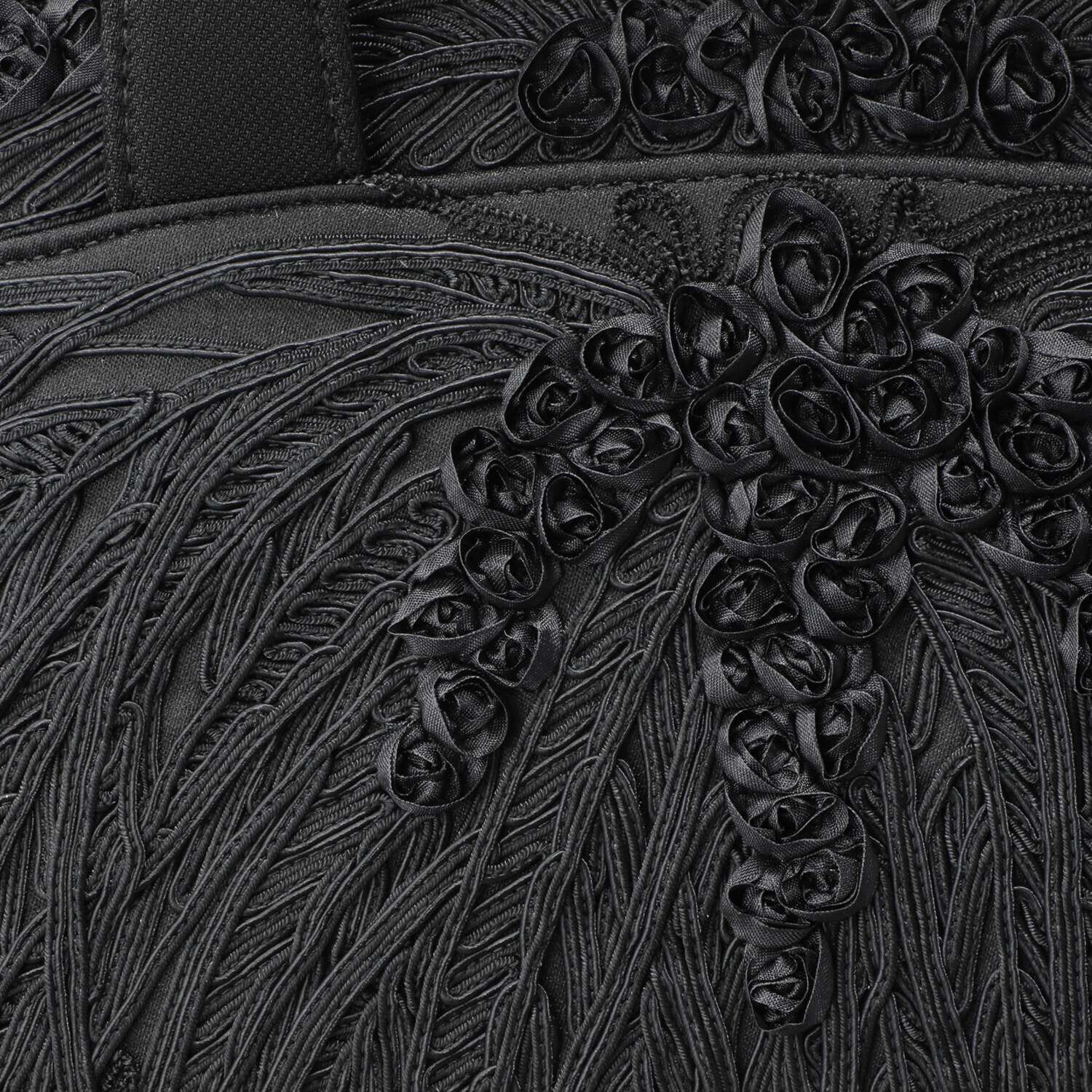 岩佐 国内生産 日本製生地 リボンテープ＆ コード刺しゅう フォーマルバッグ