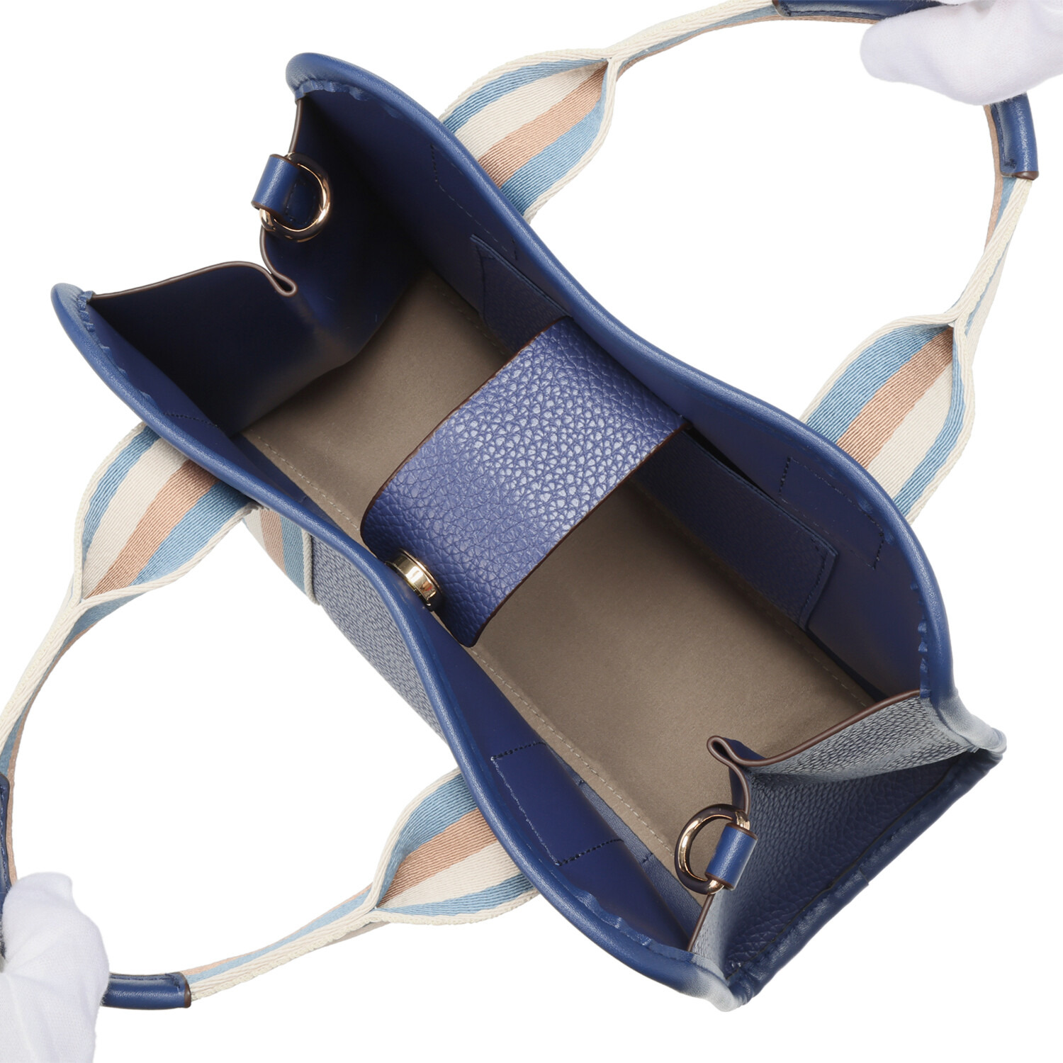 ラルジュ フェイクレザー テープアクセント ２ウェイトートバッグ