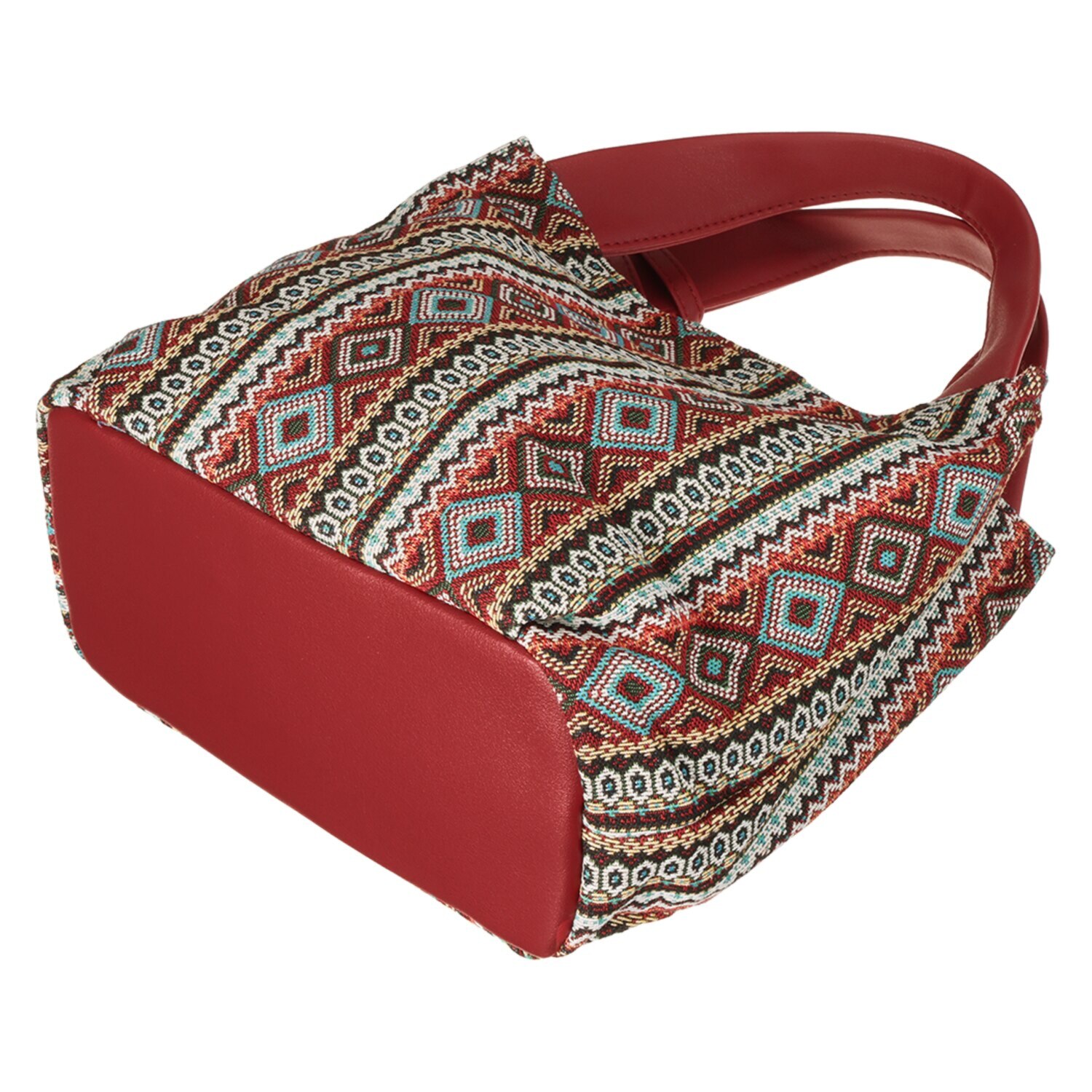 ラルジュ 幾何学柄ジャガード タッセル付 トートバッグ