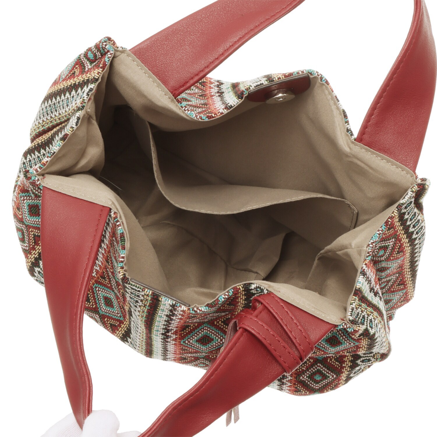 ラルジュ 幾何学柄ジャガード タッセル付 トートバッグ