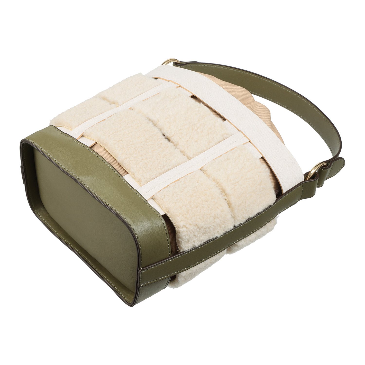 ラルジュ 巾着付 ボア ベルトアクセント ２ウェイバッグ