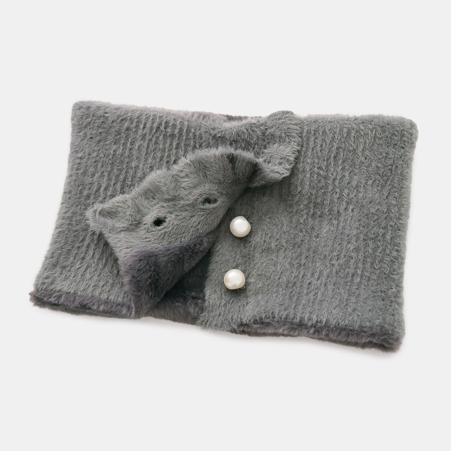 うらぽか パールビジュウ フリルネックウォーマー