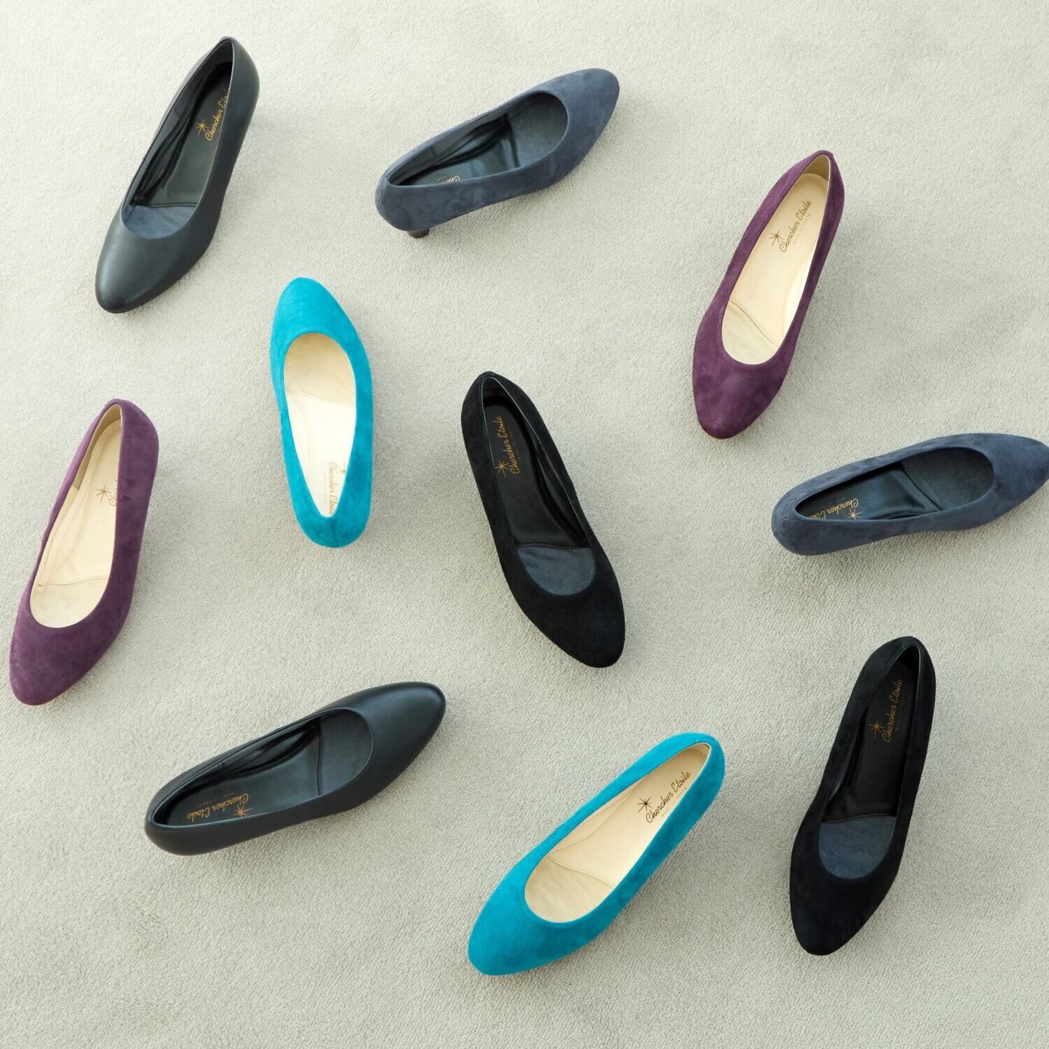 シェルシェエトワール メイドイン東京 はっ水 レザー柔らか仕立て ４ｃｍヒール あか抜けパンプス