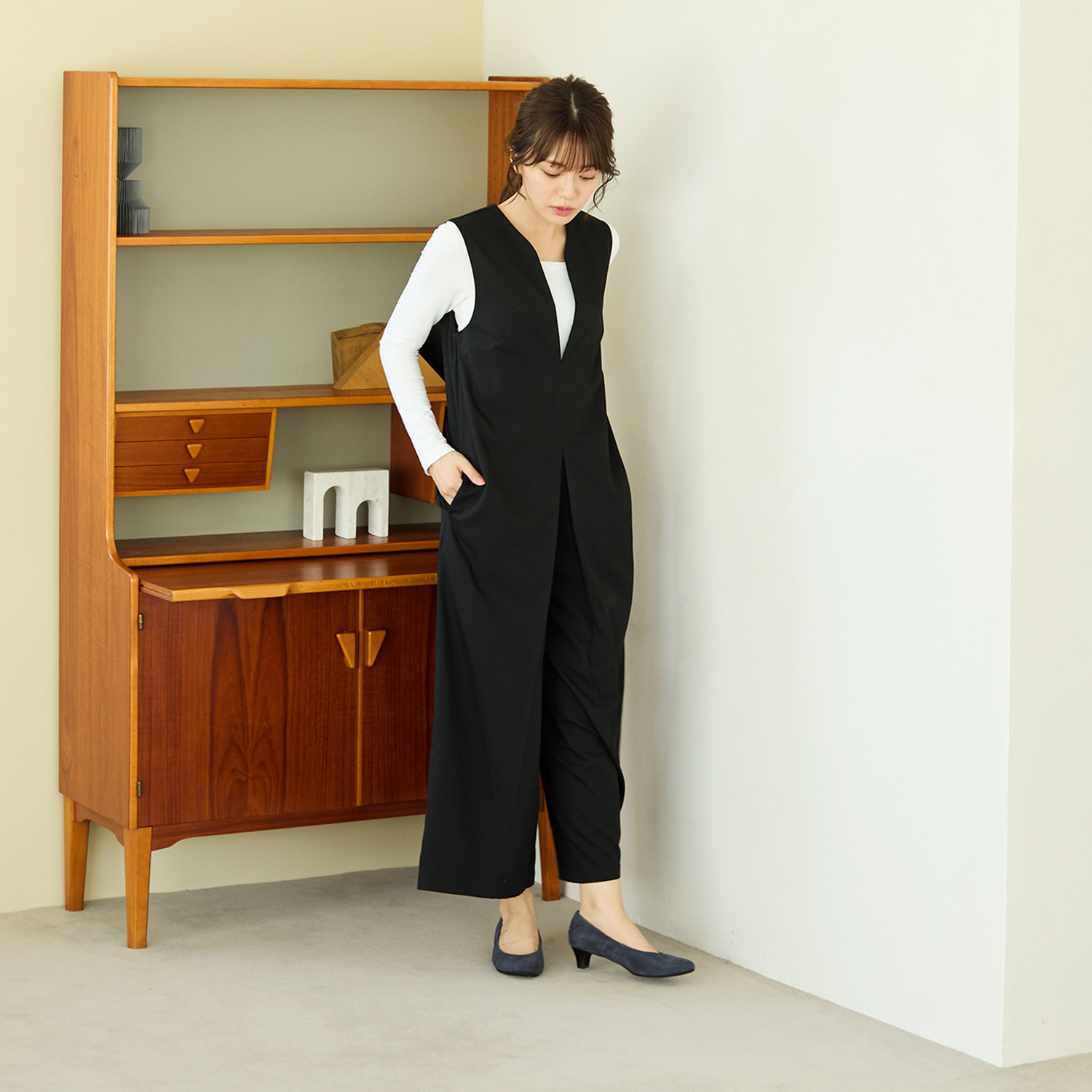 シェルシェエトワール メイドイン東京 はっ水 レザー柔らか仕立て ４ｃｍヒール あか抜けパンプス