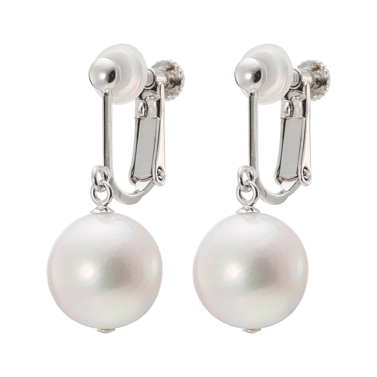 パルミア 有核淡水パール １粒デザイン イヤリング／ピアス