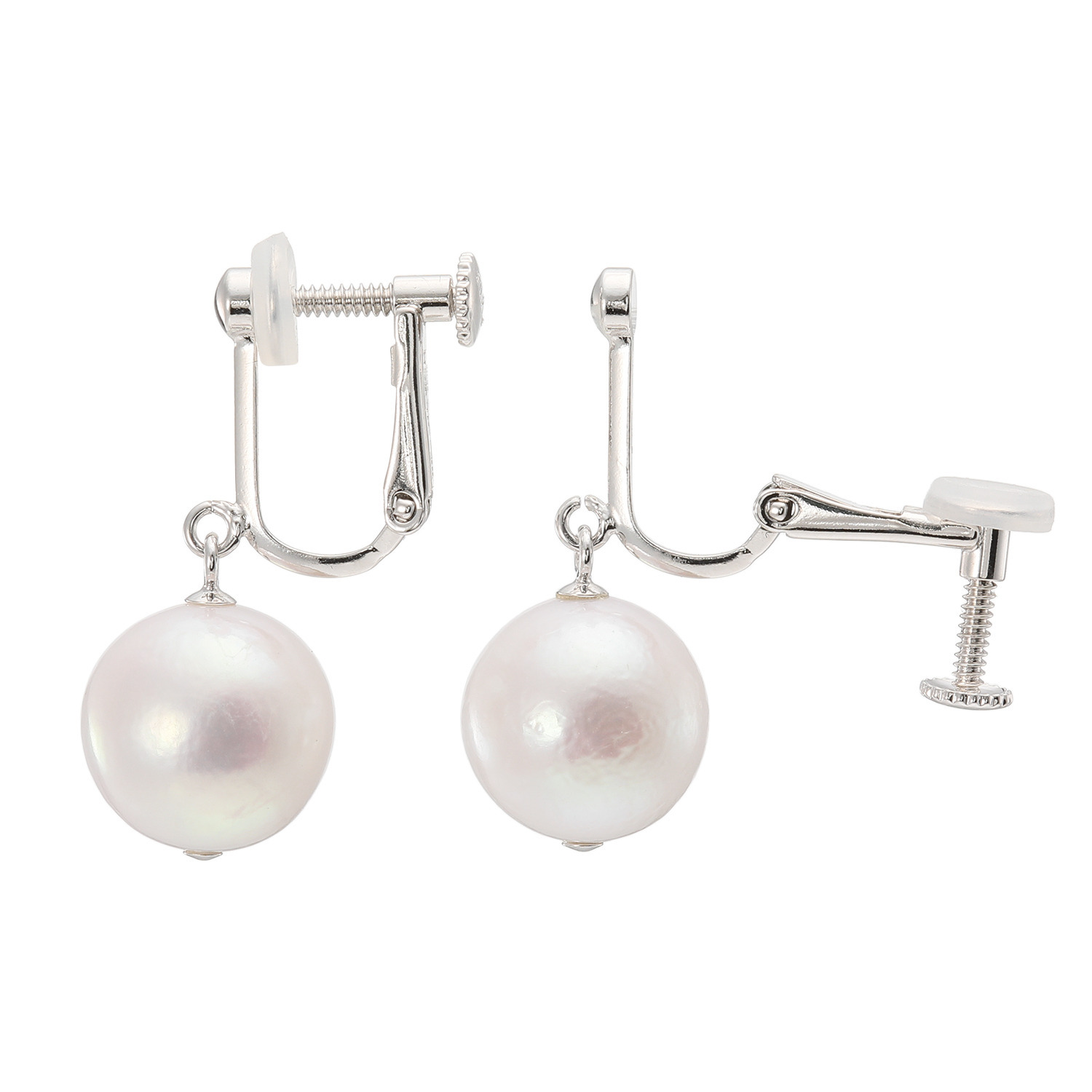 パルミア 有核淡水パール １粒デザイン イヤリング／ピアス