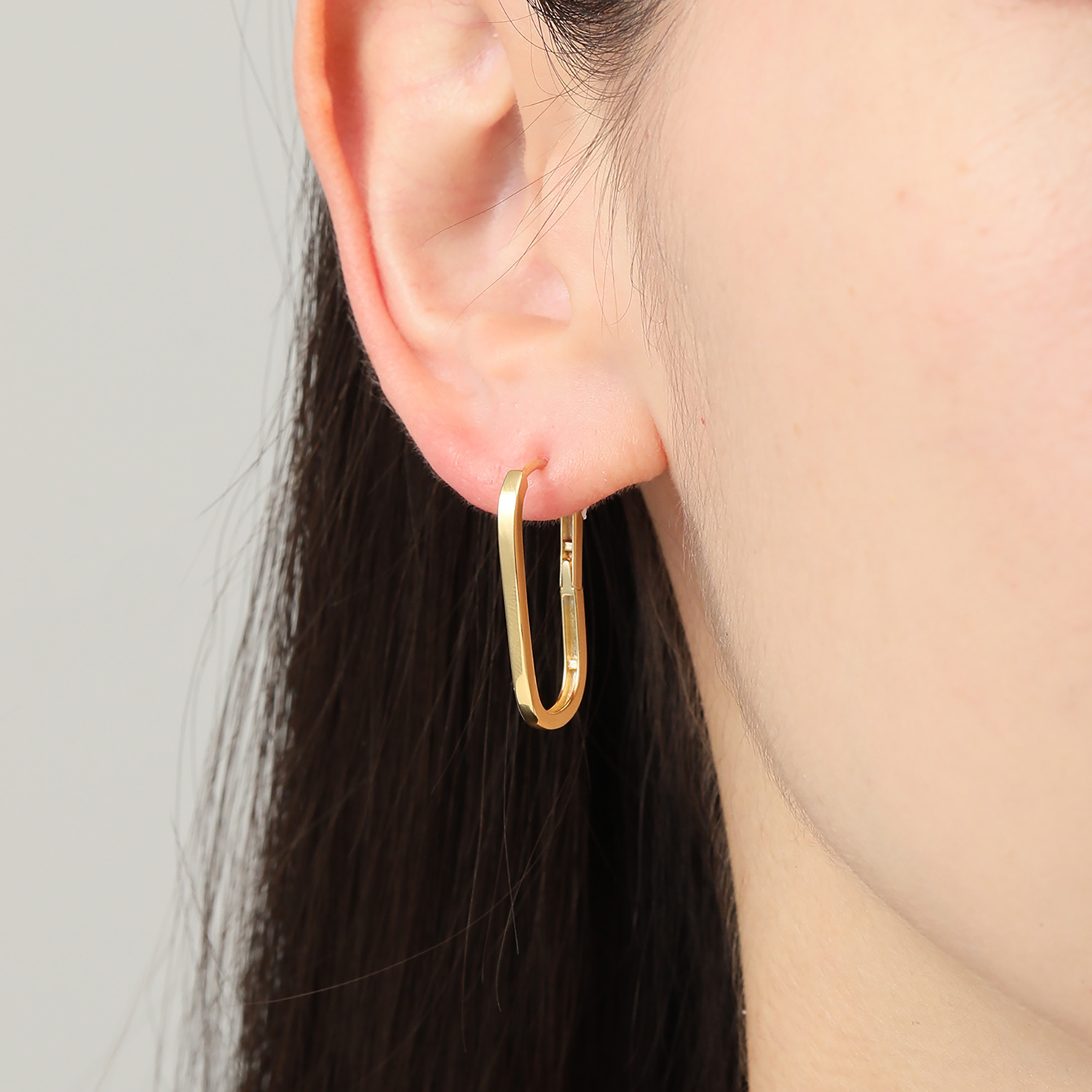 ファシーノアルジェント シルバー レクタングルデザイン 中折れフープピアス