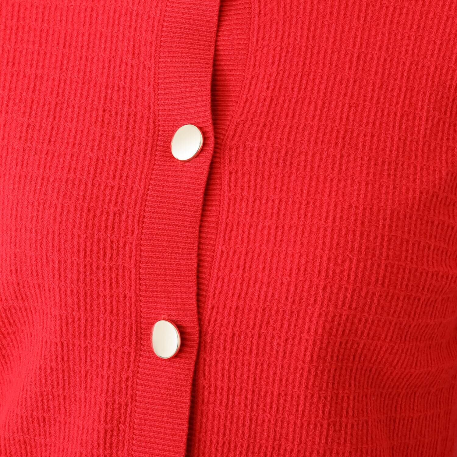 センスローブ ボタンアクセント タック編み ニットカーディガン